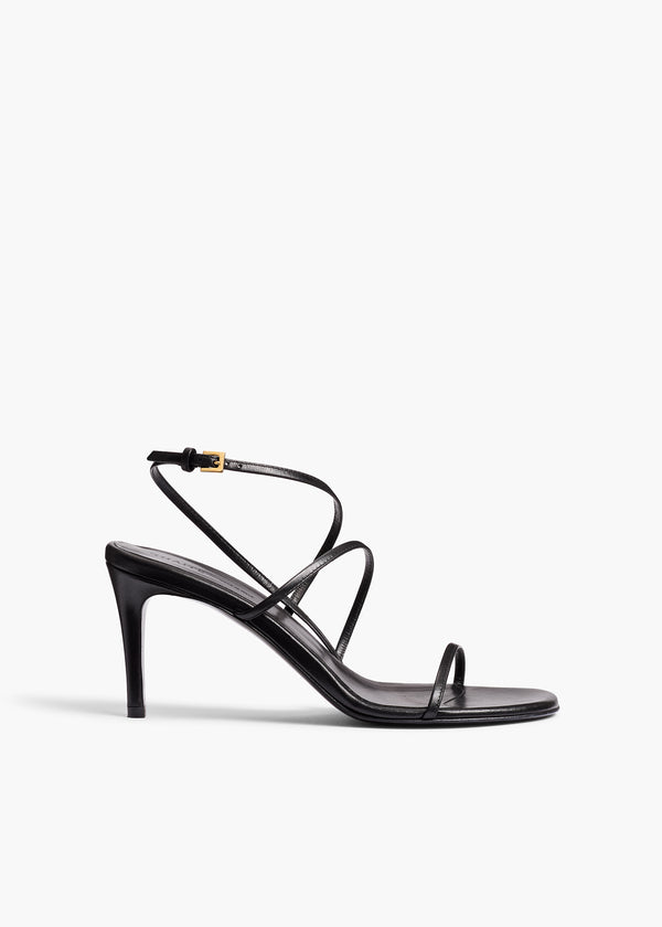 Loop Sandal in Black Leather FRONT VIEW