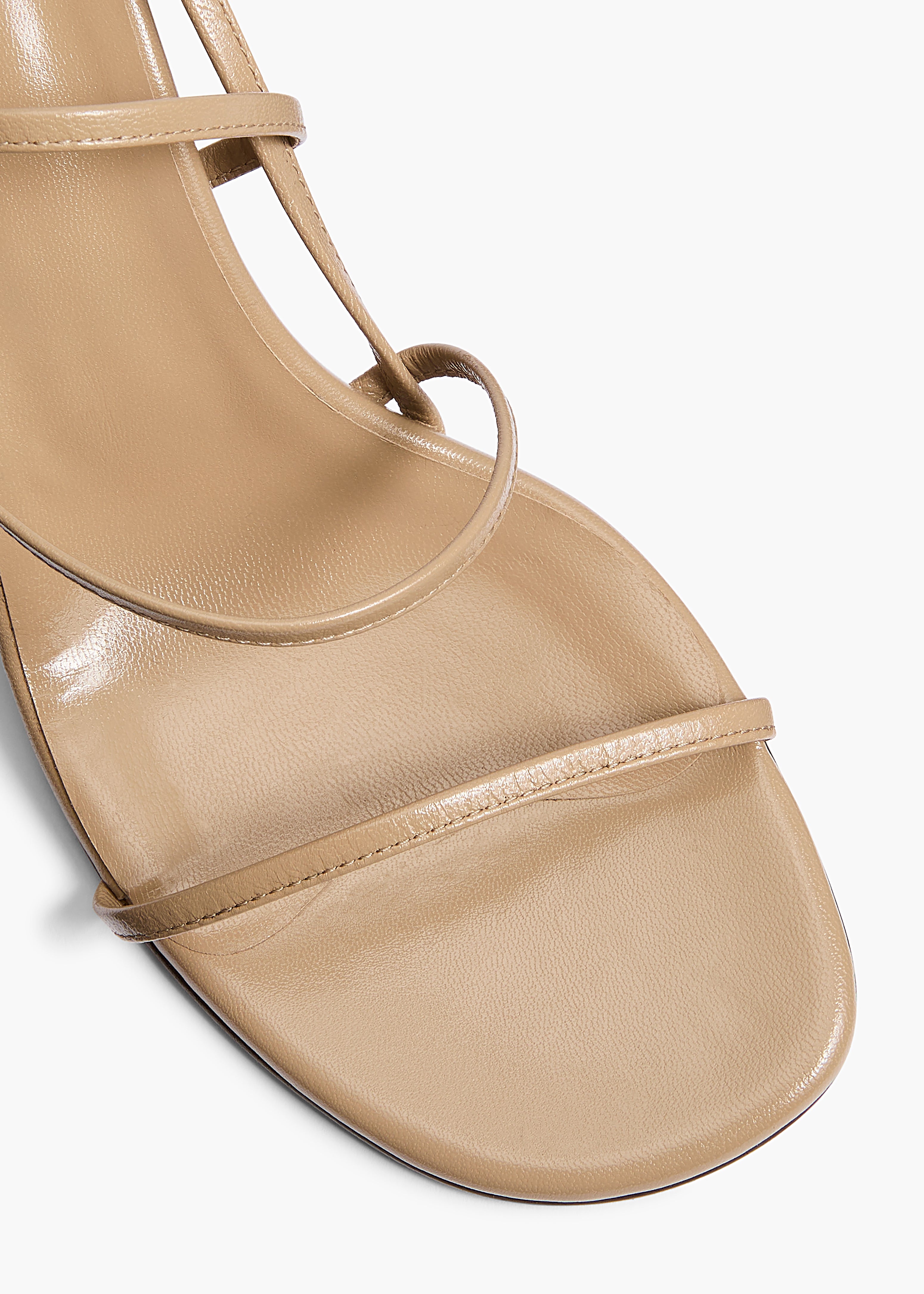 Loop Sandal in Beige Leather OVERHEAD VIEW