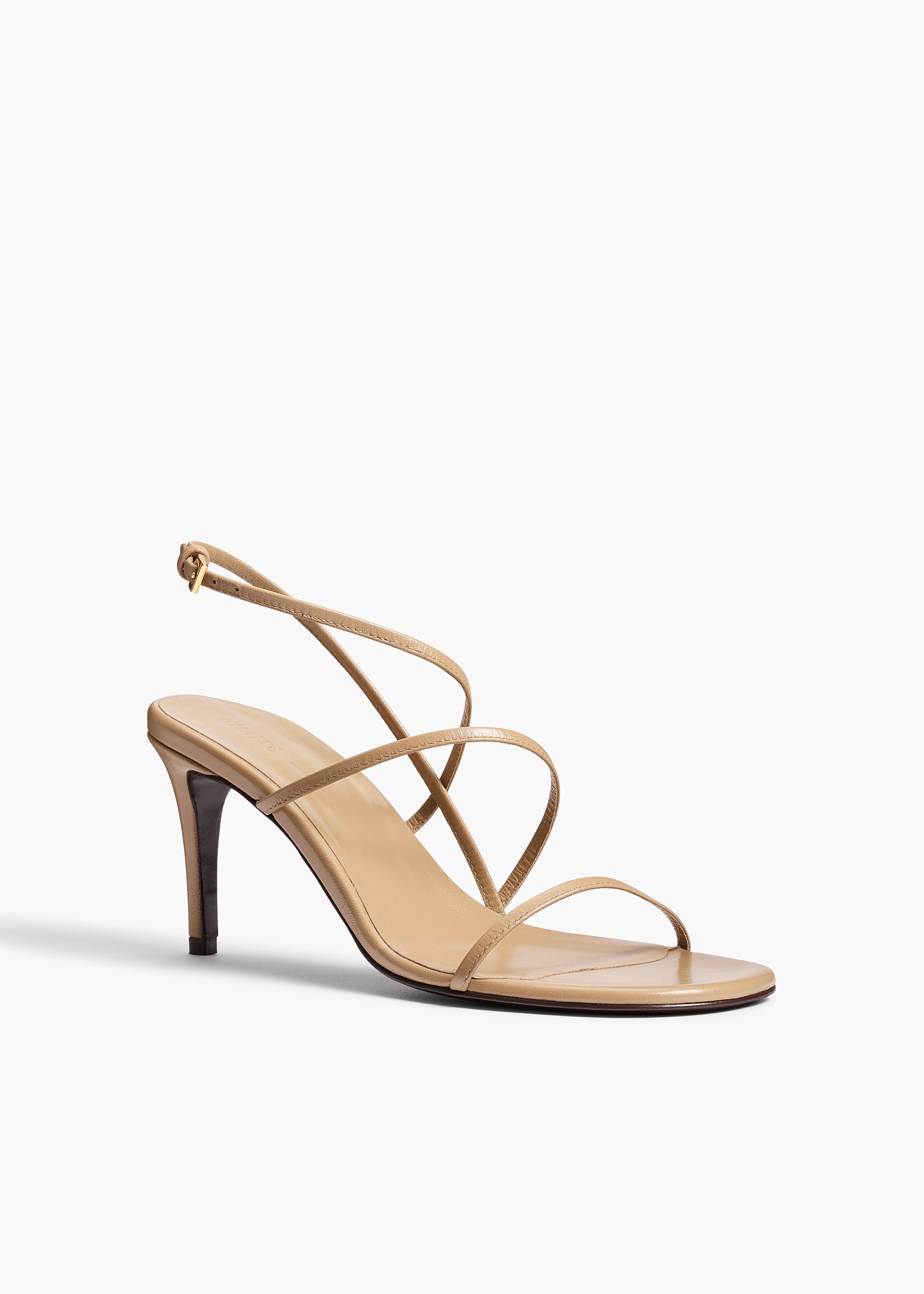 Loop Sandal in Beige Leather ANGLED VIEW