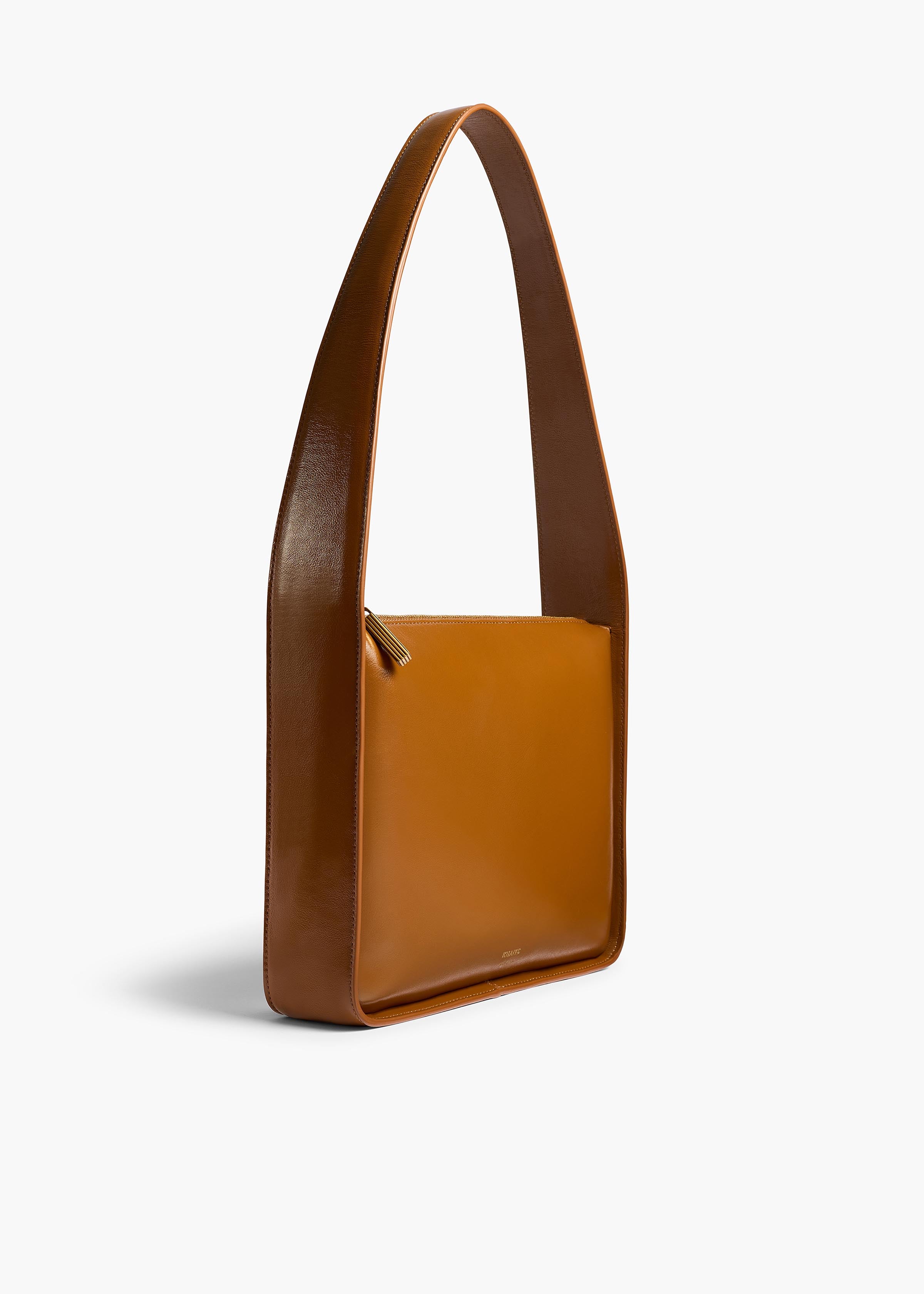 Lori Squared Bag in Dark Honey Crackle Patent Leather
