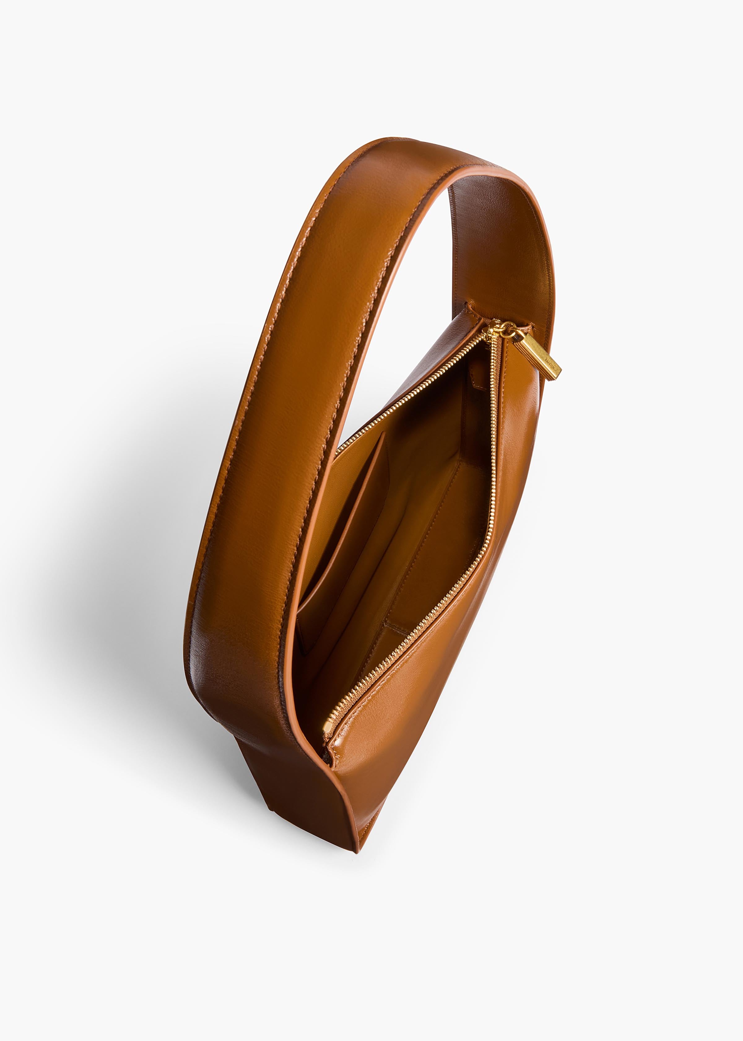 Lori Squared Bag in Dark Honey Crackle Patent Leather