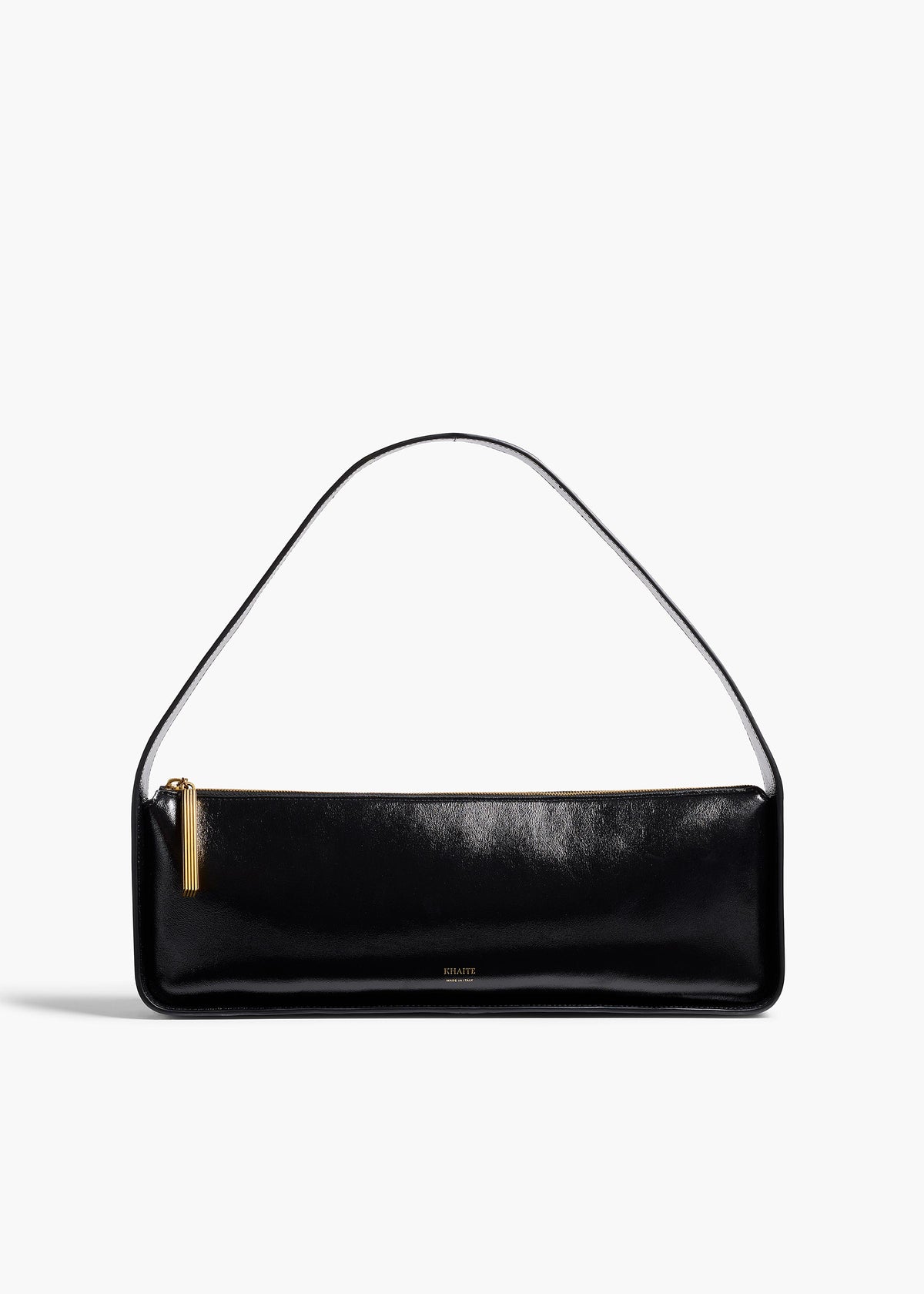 Lori Baguette Bag in Black Crackle Patent Leather