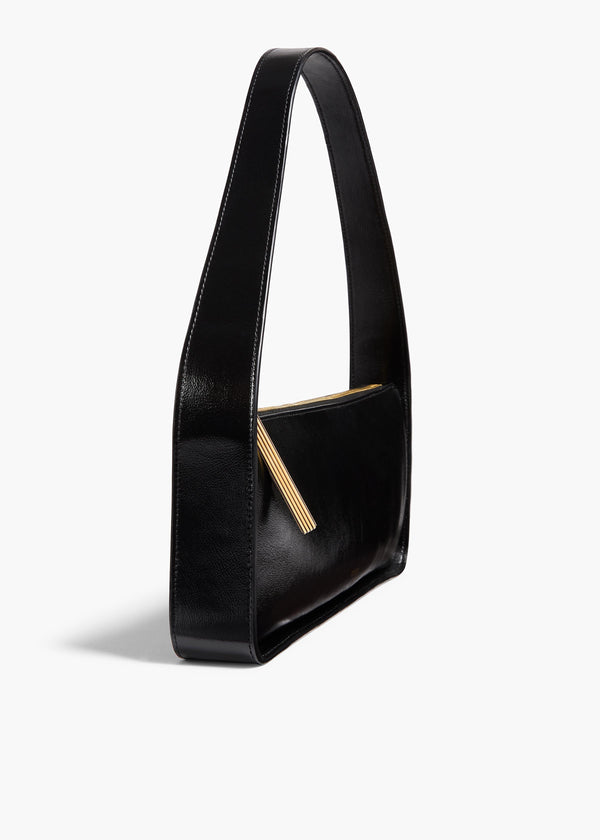  Lori Baguette Bag in Black Crackle Patent Leather SIDE VIEW