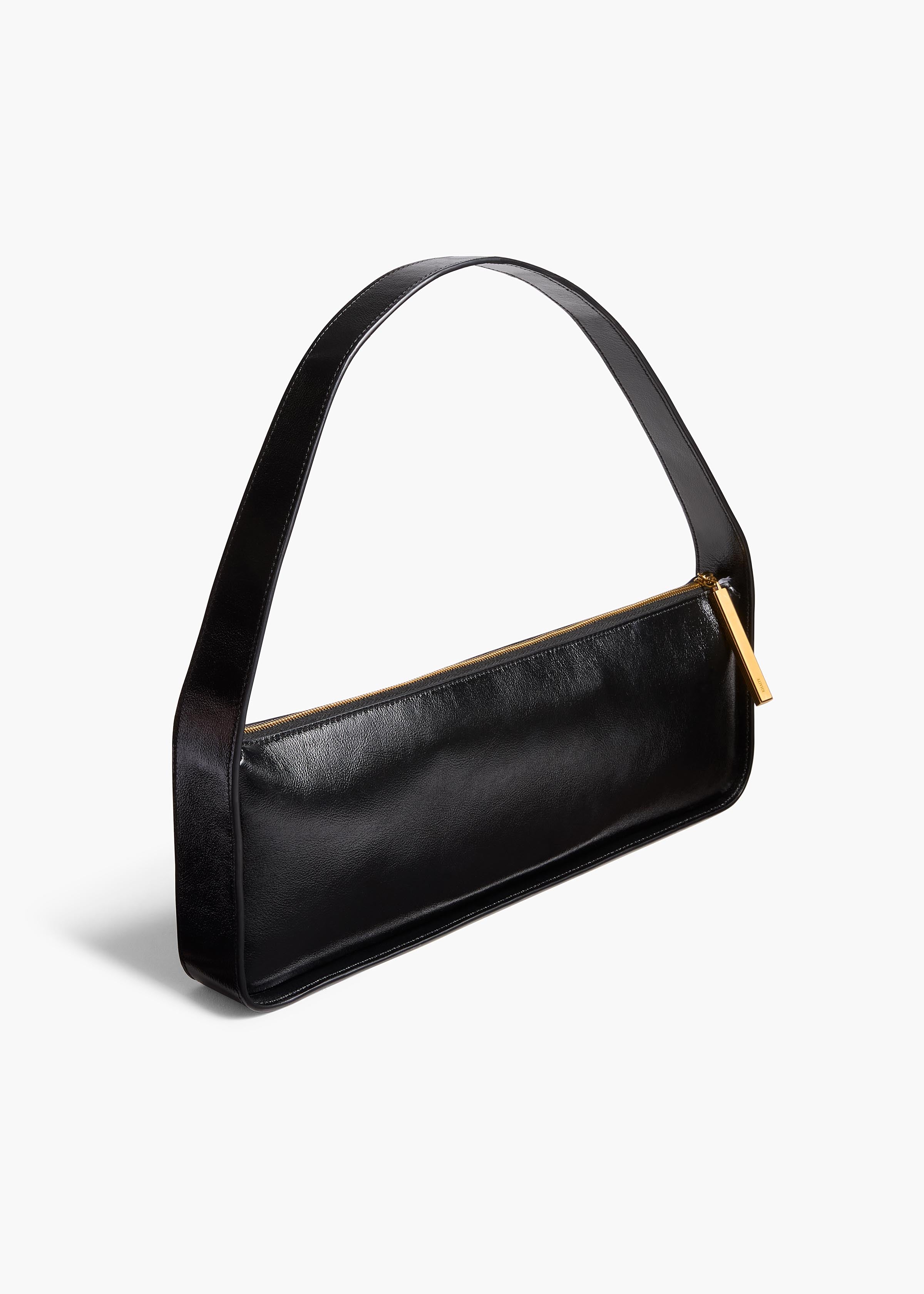 Lori Baguette Bag in Black Crackle Patent Leather