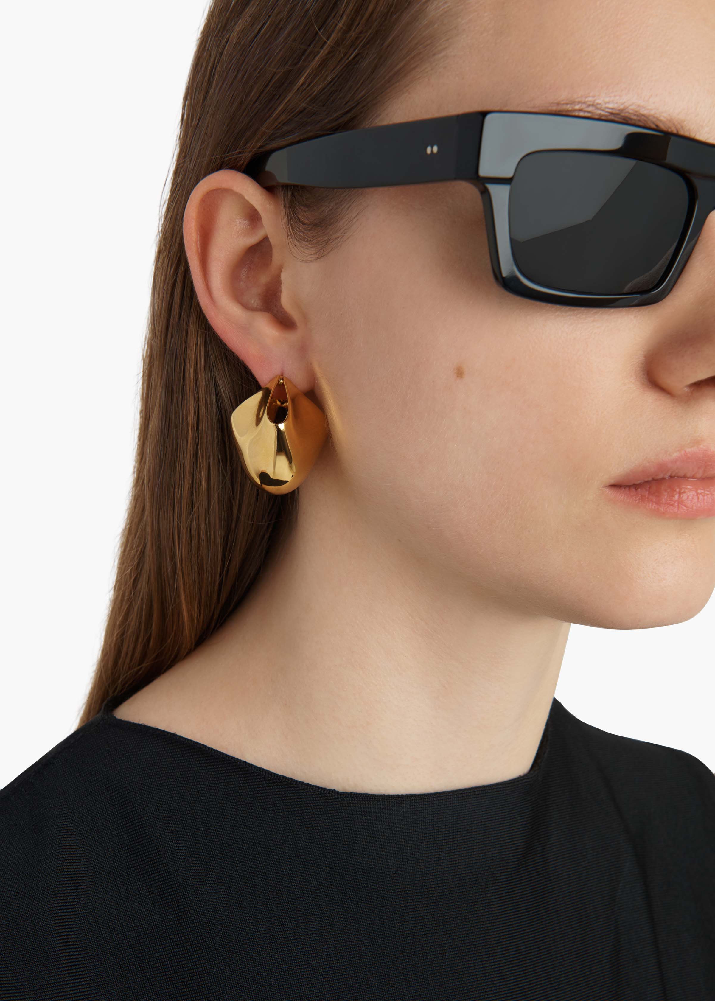 Medium Lotus Earrings in Gold