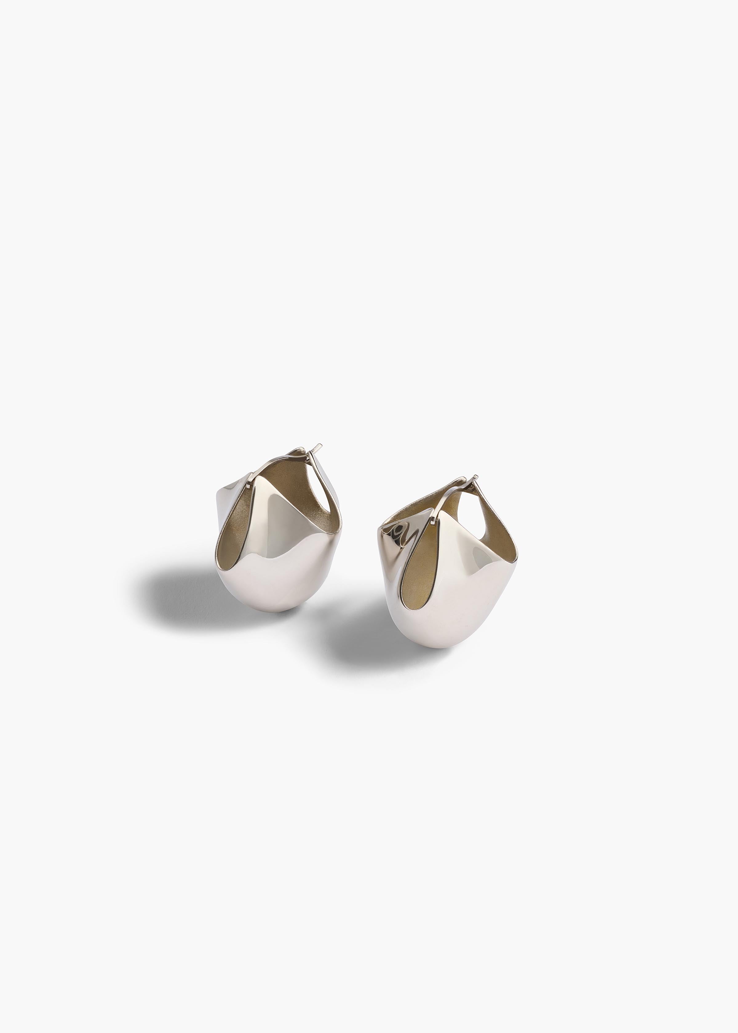 Medium Lotus Earrings in Silver