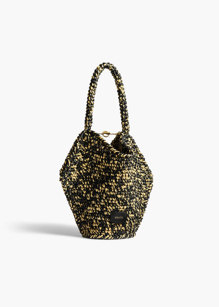 Mini Lotus Tote in Black and White Raffia – KHAITE