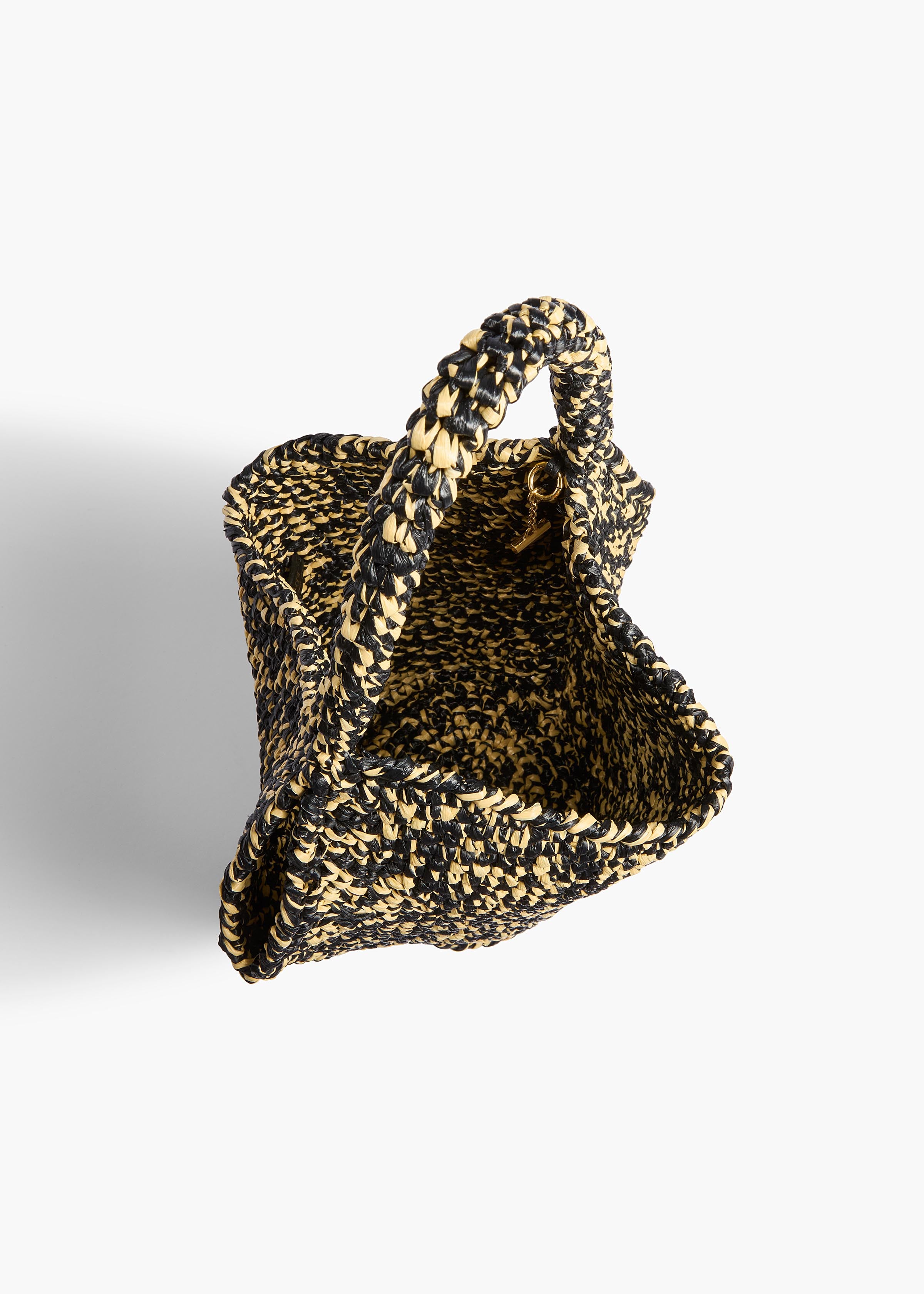 Mini Lotus Tote in Black and White Raffia – KHAITE