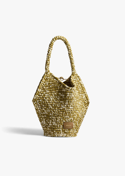 LOTUS MINI RAFFIA TOTE OLIVE WHITE H1046 744 676 A