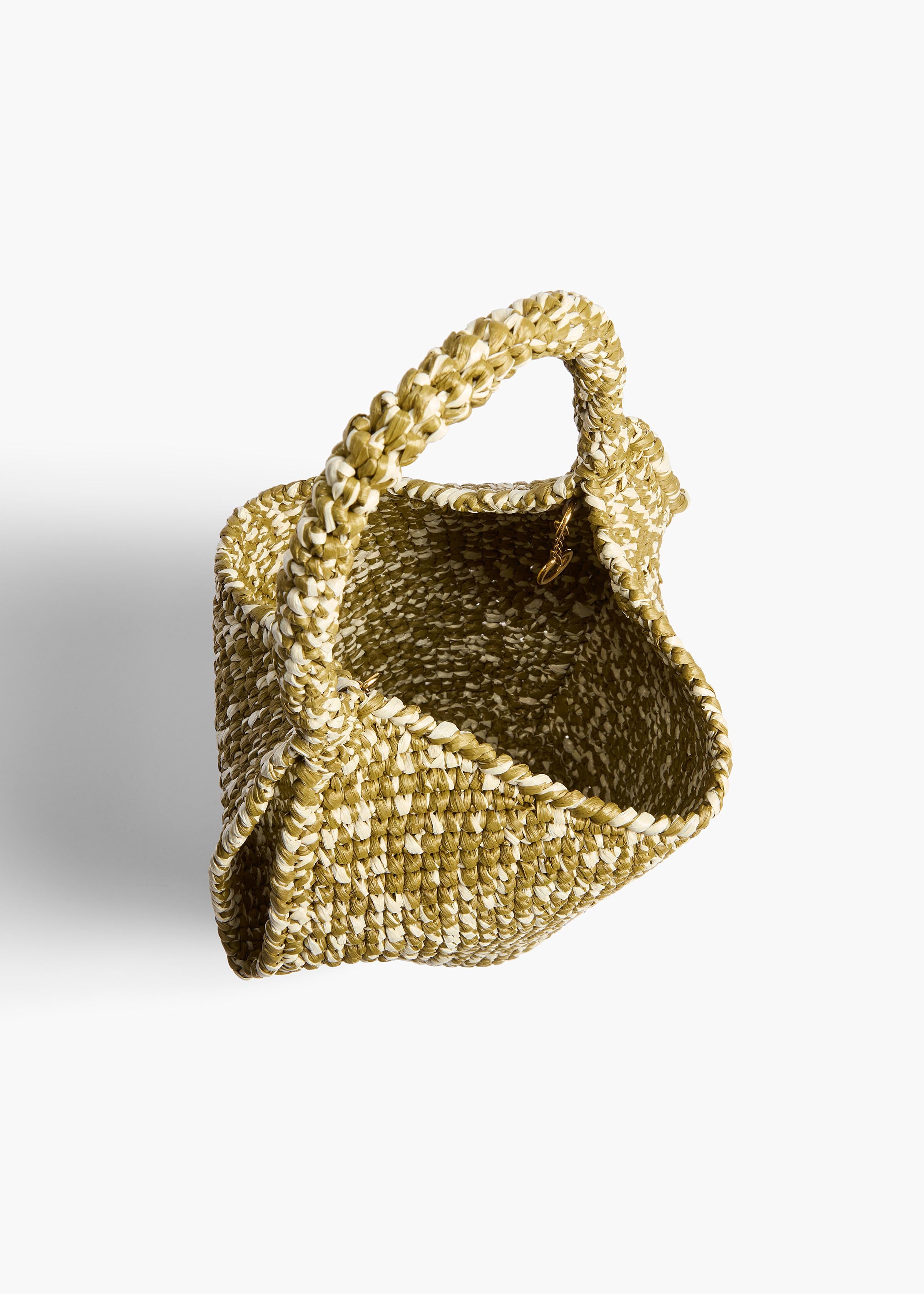 LOTUS MINI RAFFIA TOTE OLIVE WHITE H1046 744 676 C