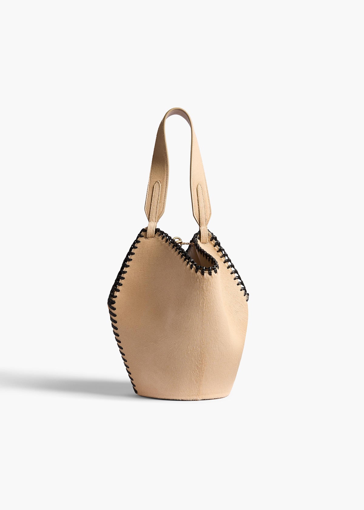 Mini Lotus Tote with Whipstitch in Beige Haircalf – KHAITE