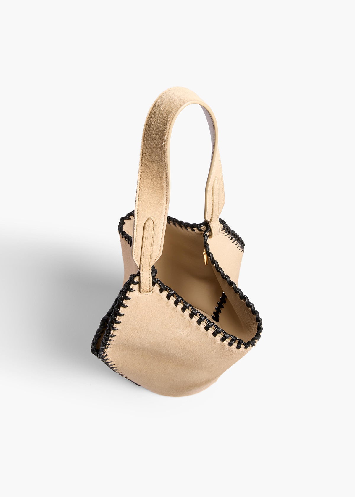 Mini Lotus Tote with Whipstitch in Beige Haircalf – KHAITE