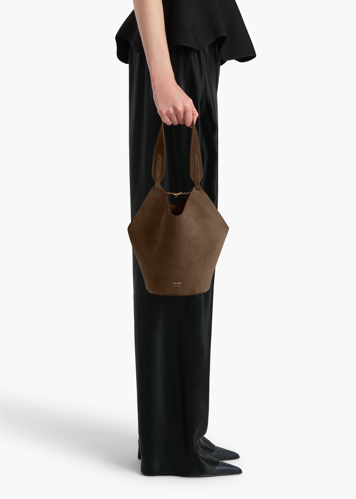 KHAITE  - Mini Lotus Tote in Cedar Suede