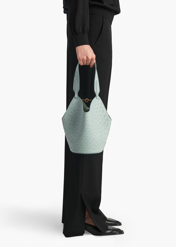 Mini Lotus Tote in Frost Ostrich