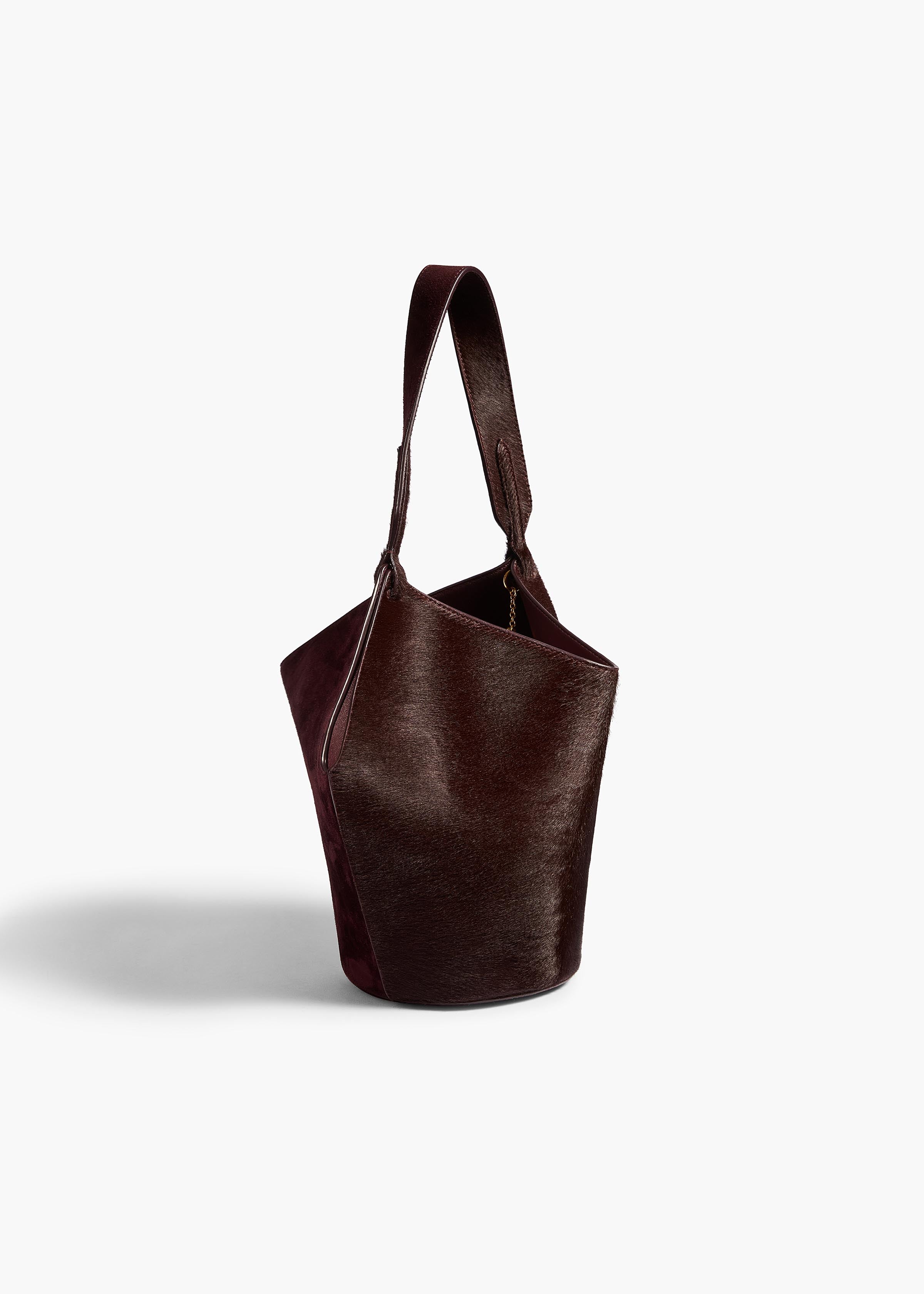 Mini Lotus Tote in Rouge Noir Suede and Haircalf