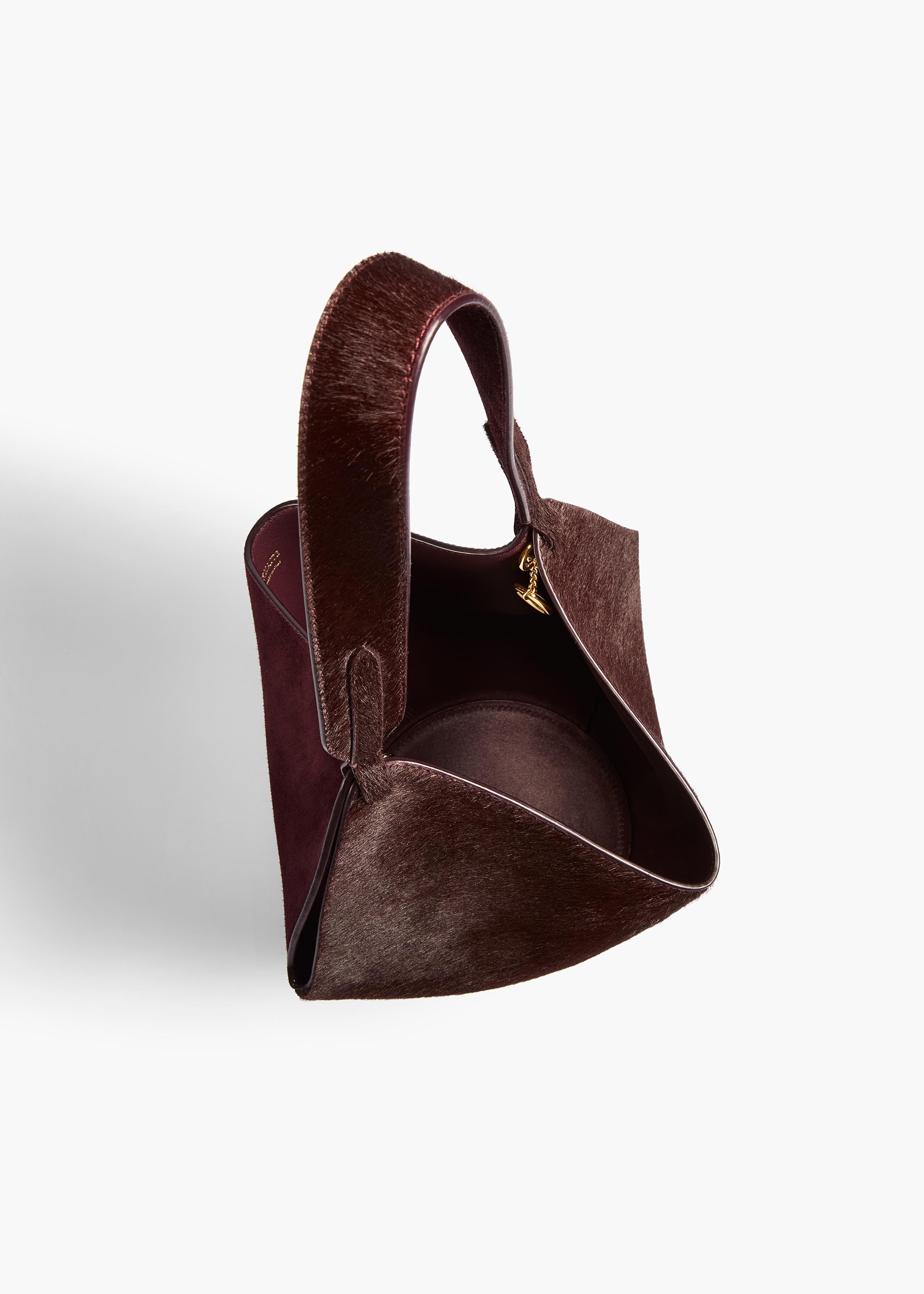Mini Lotus Tote in Rouge Noir Suede and Haircalf