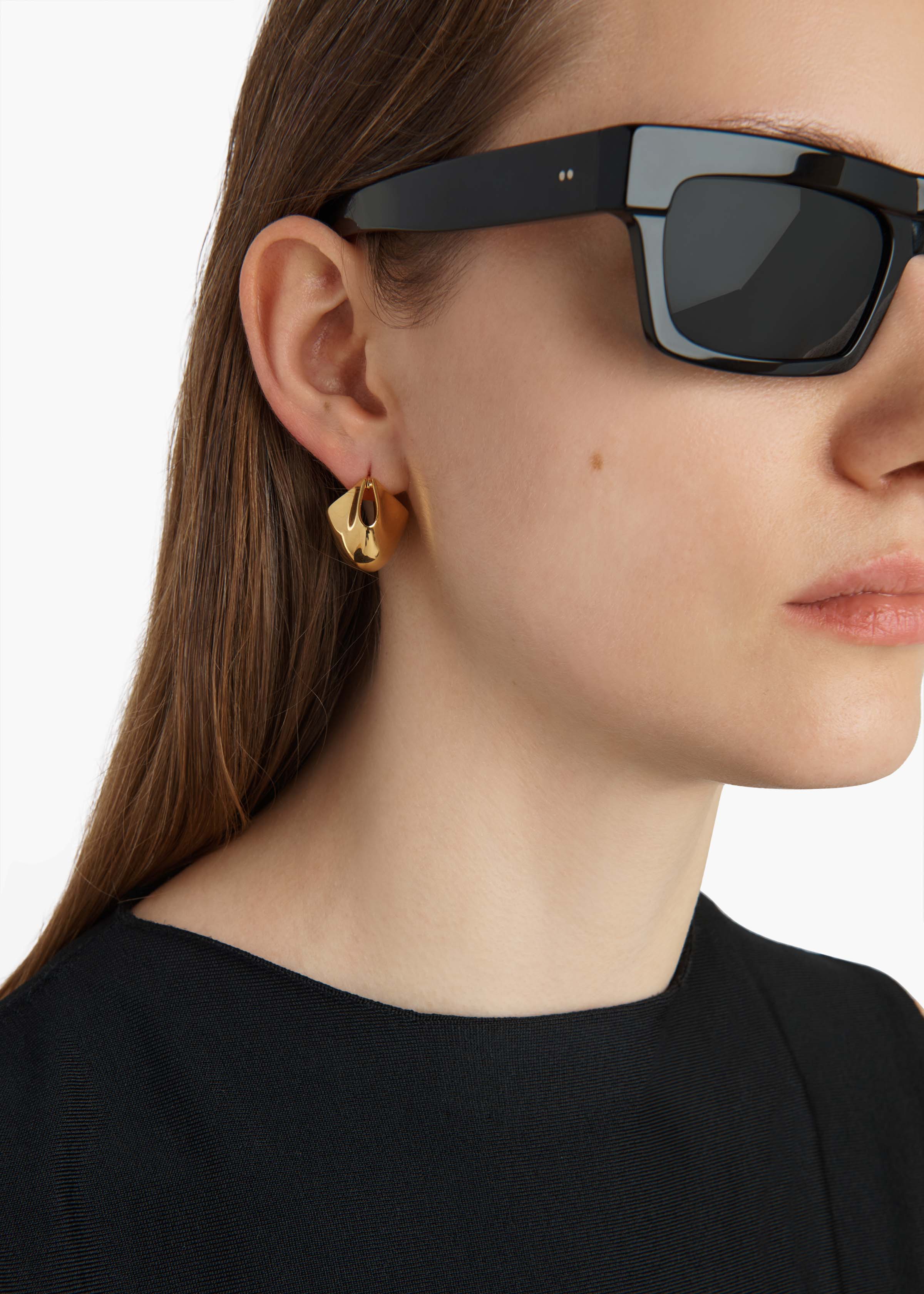 Small Lotus Earrings in Gold