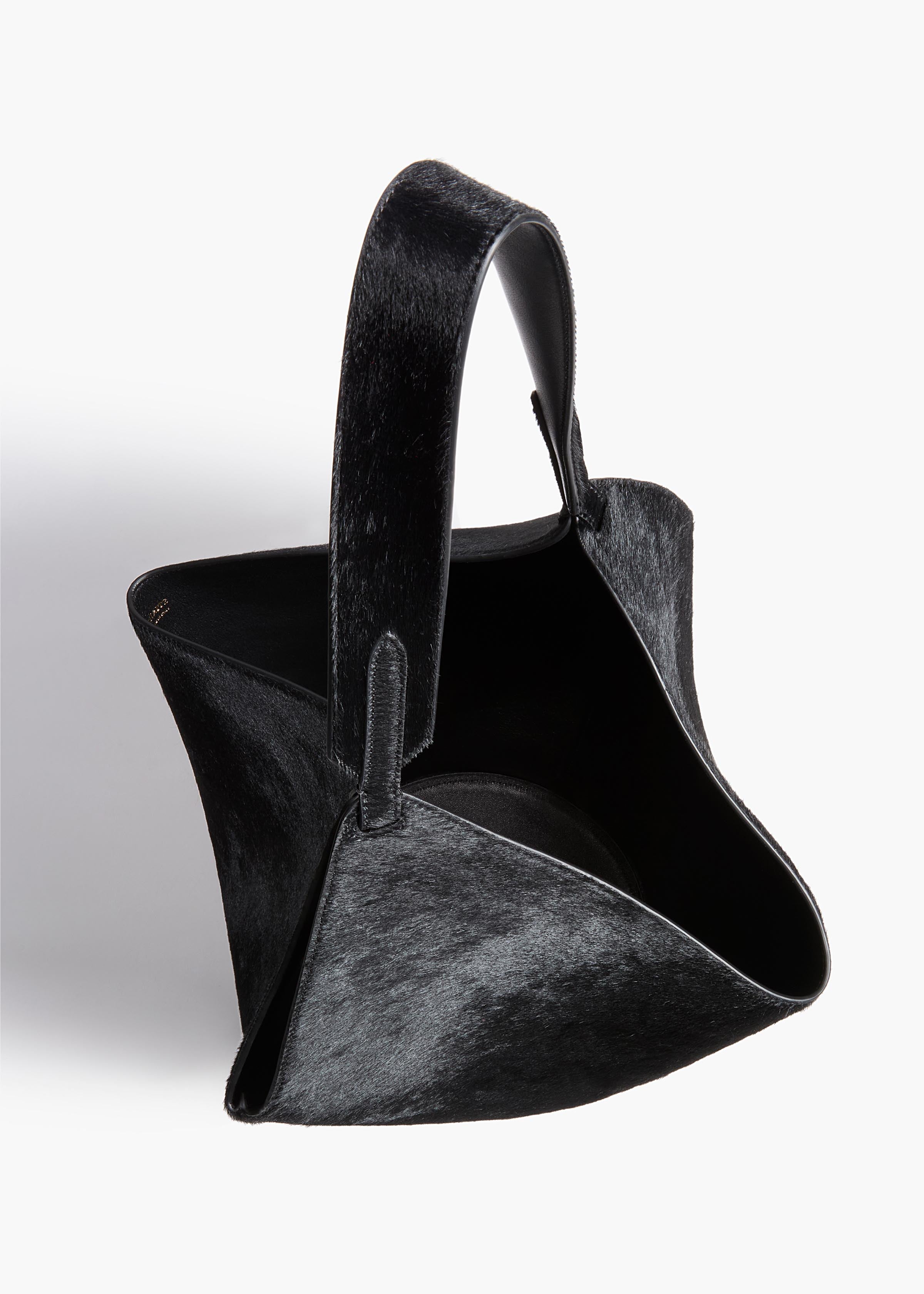 Small Lotus Tote in Black Haircalf
