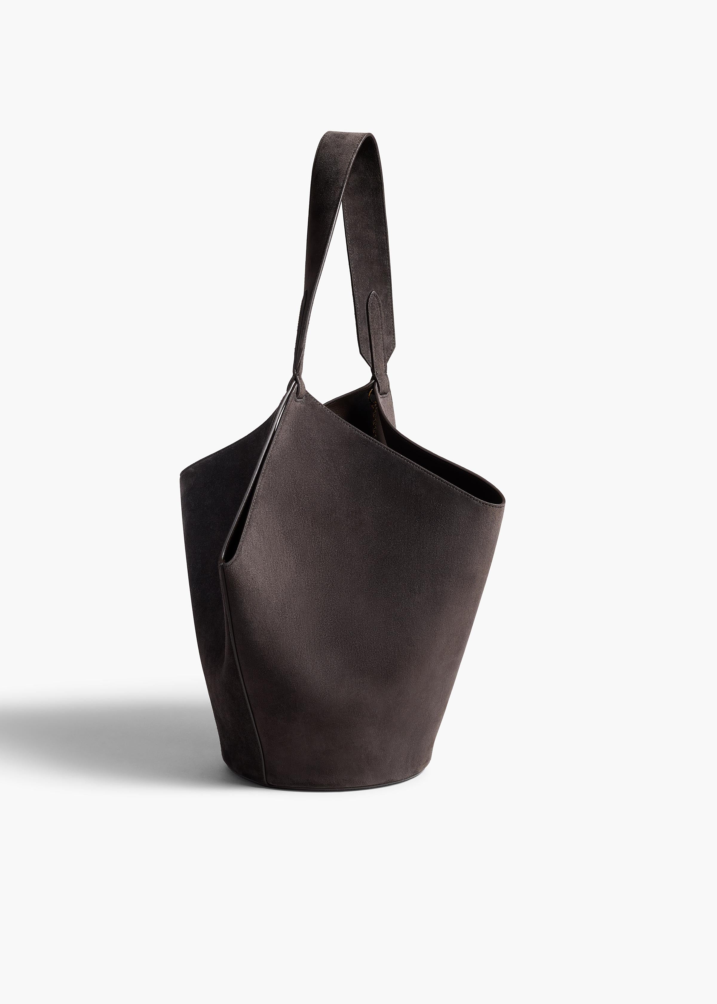 Small Lotus Tote in Dark Brown Suede
