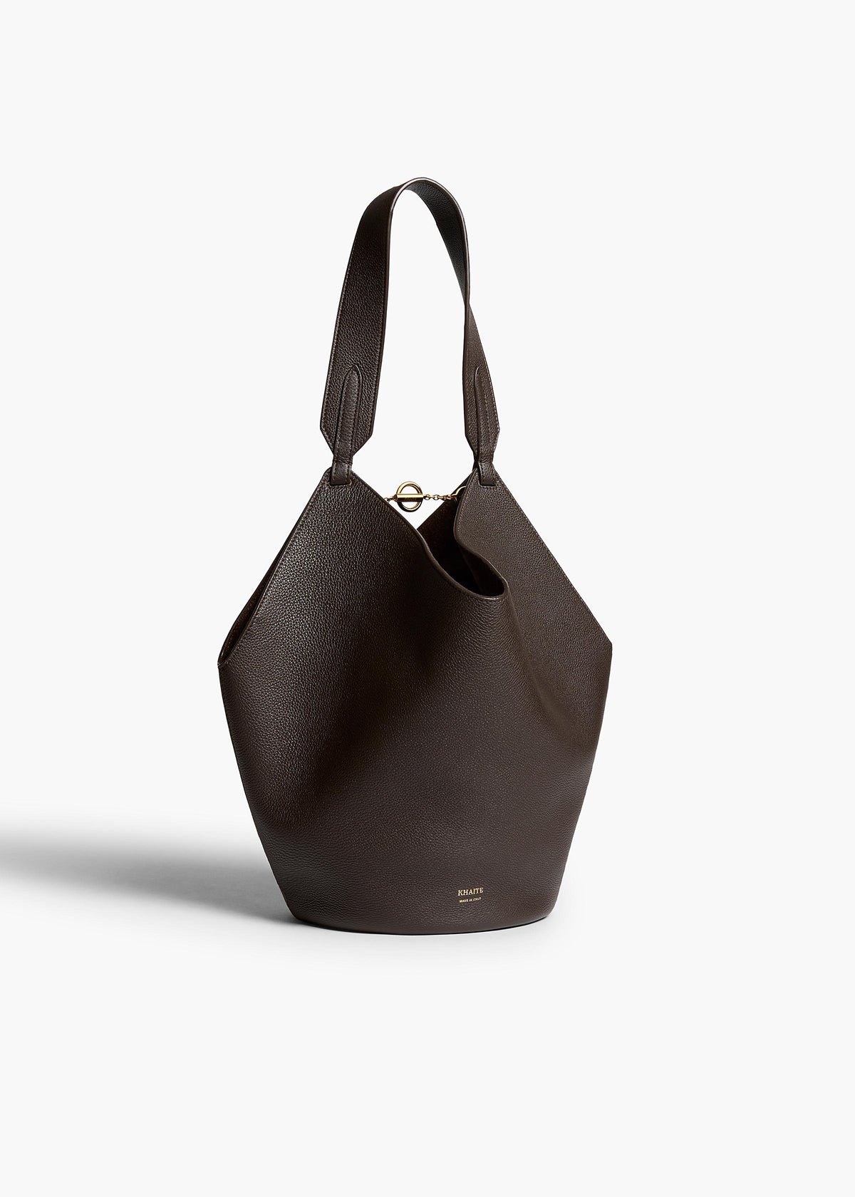 KHAITE  - Small Lotus Tote in Espresso Pebbled Leather