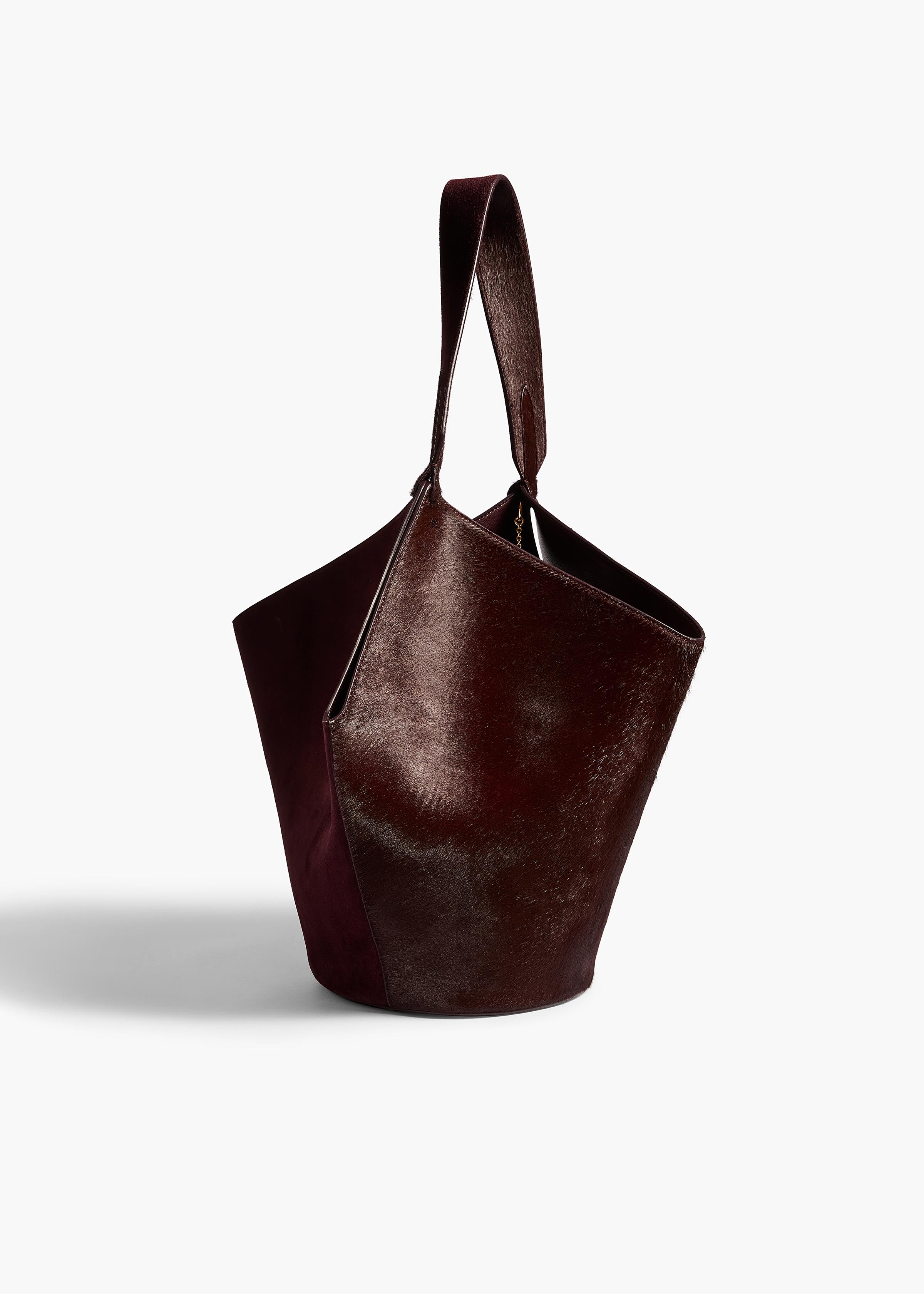 Small Lotus Tote in Rouge Noir Suede and Haircalf