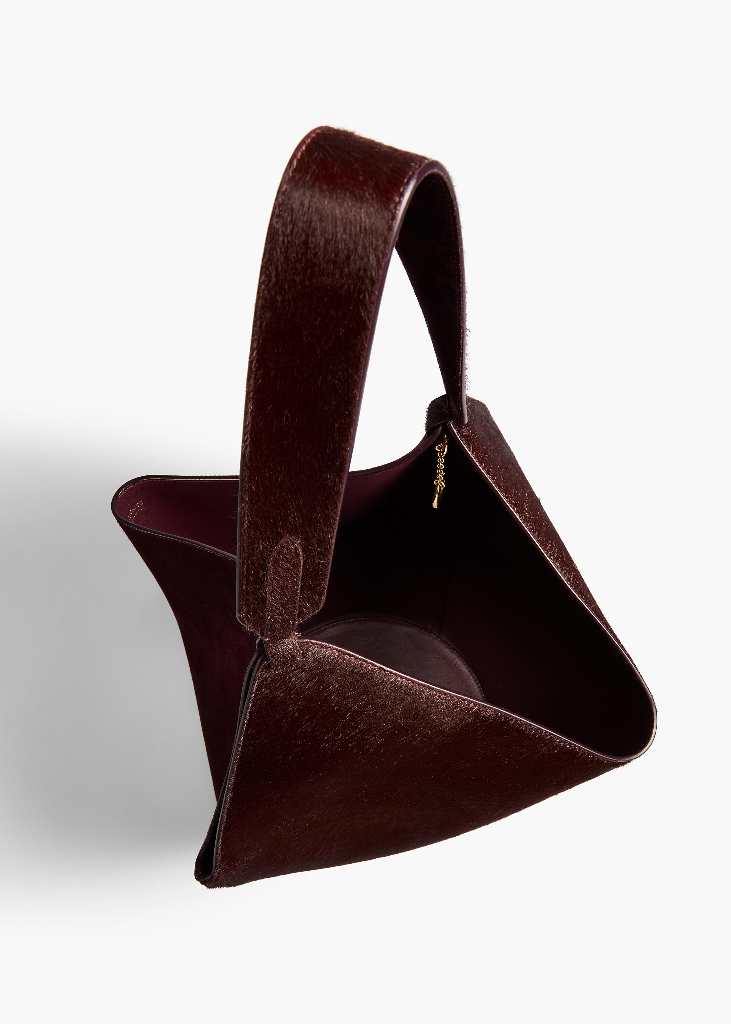 Small Lotus Tote in Rouge Noir Suede and Haircalf