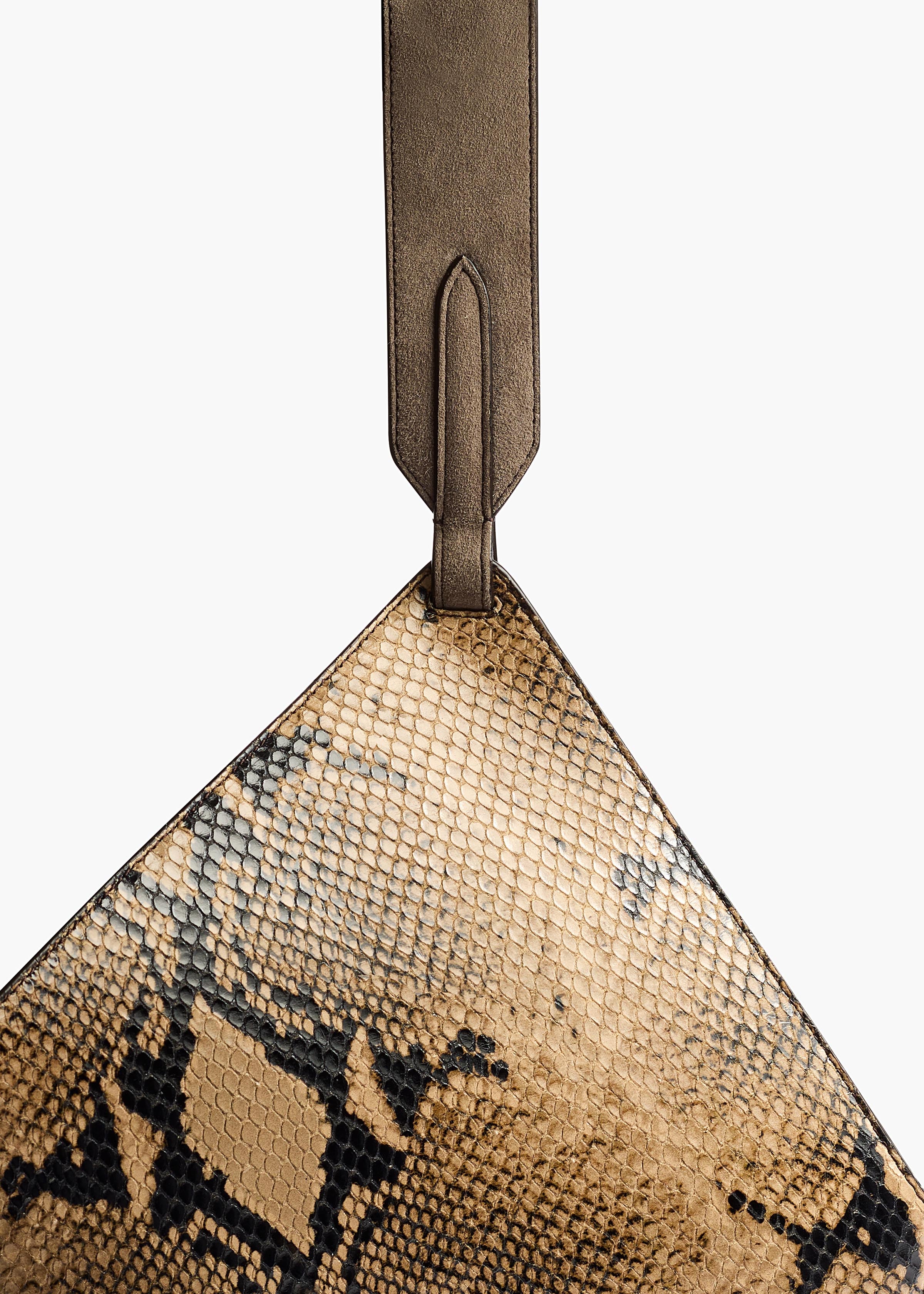 Small Lotus Tote in Python-Embossed Taupe and Morning Dove