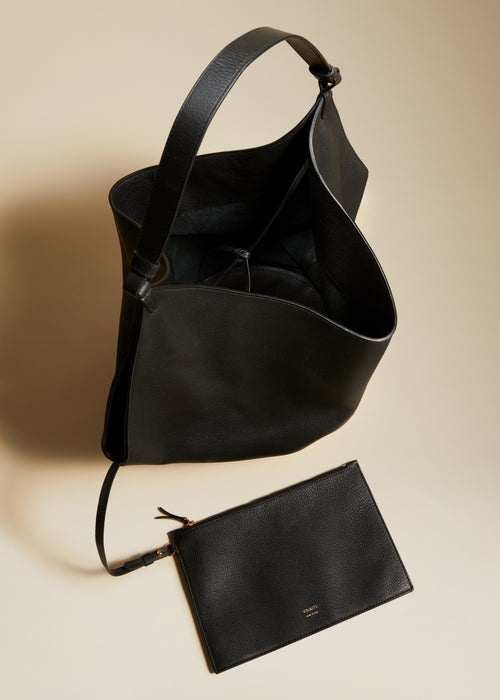 Medium BLACK LEATHER BAG Black Leather Tote Leather Handbag 