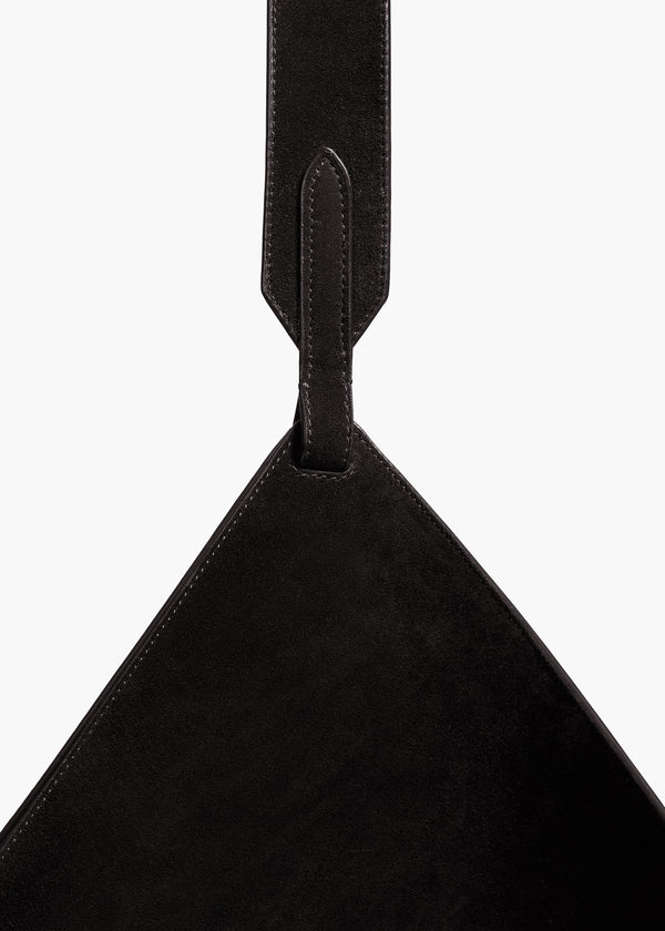 Medium Lotus Tote in Black Suede