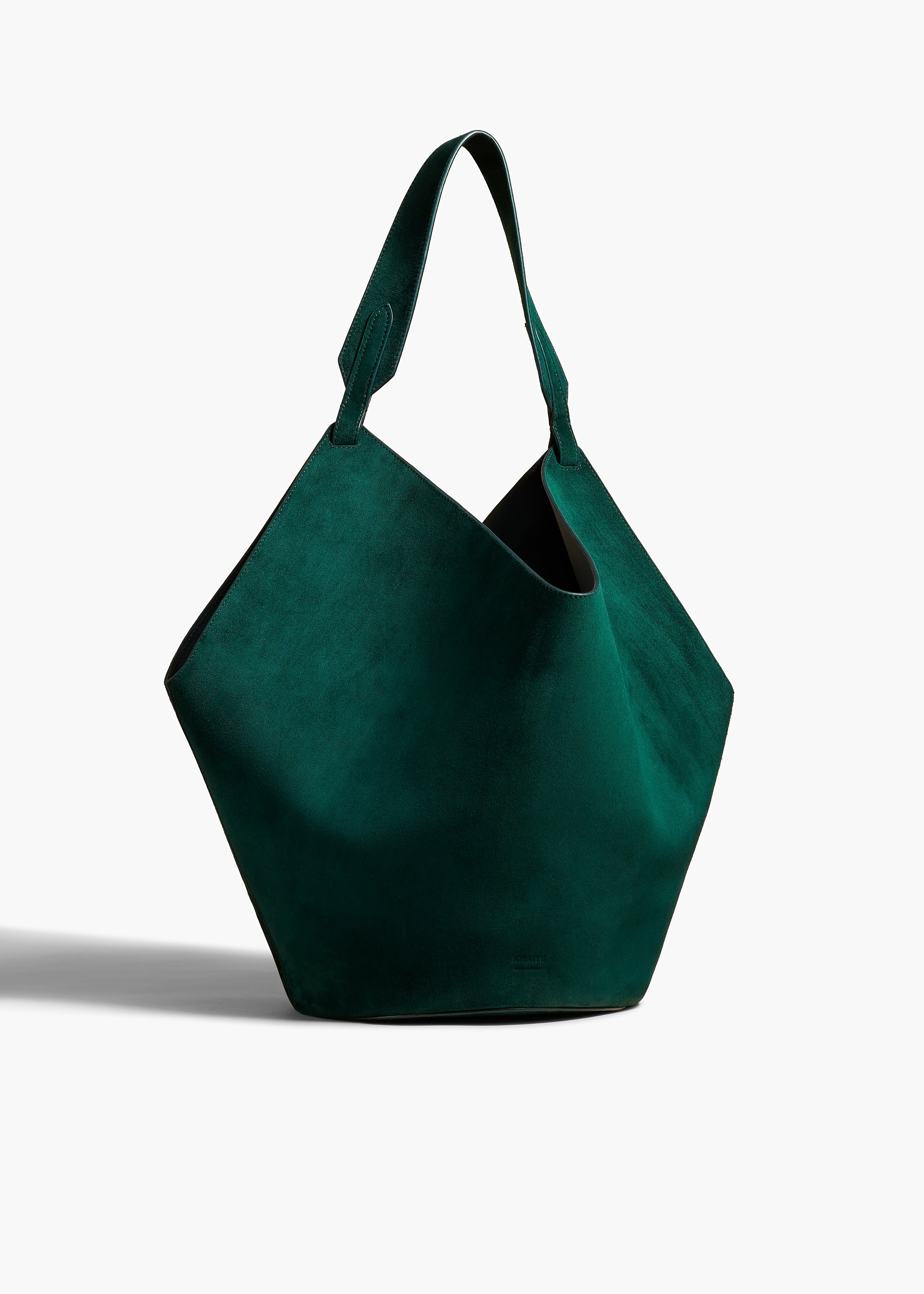 MEDIUM LOTUS HANDBAG IN ENGLISH GREEN SUEDE FRONT VIEW