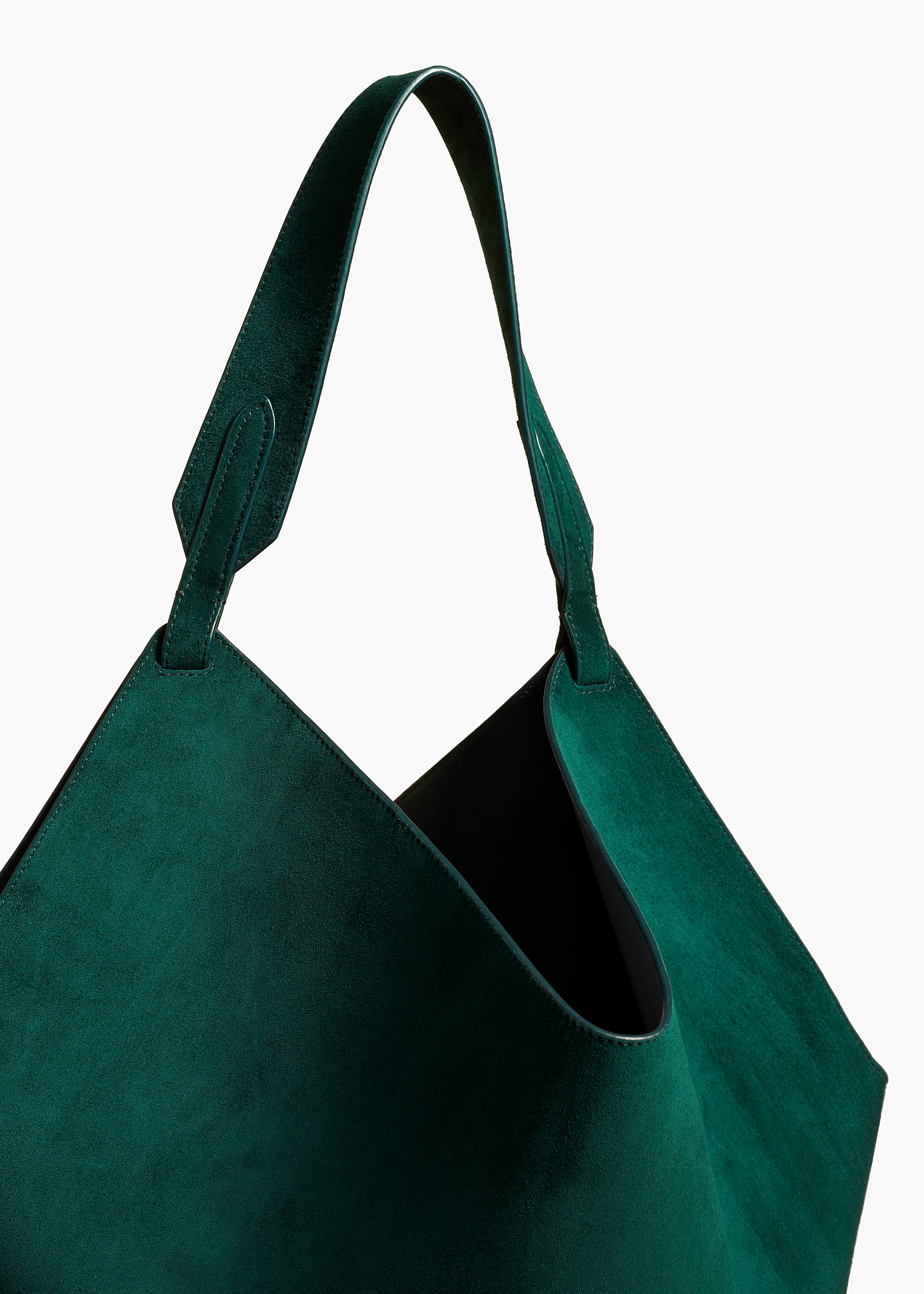 MEDIUM LOTUS HANDBAG IN ENGLISH GREEN SUEDE DETAILED VIEW 1