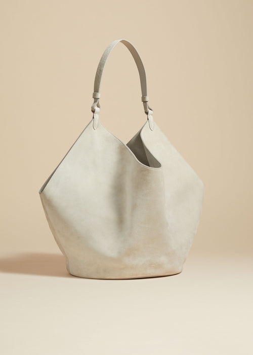 The Medium Lotus Tote in Grey Suede