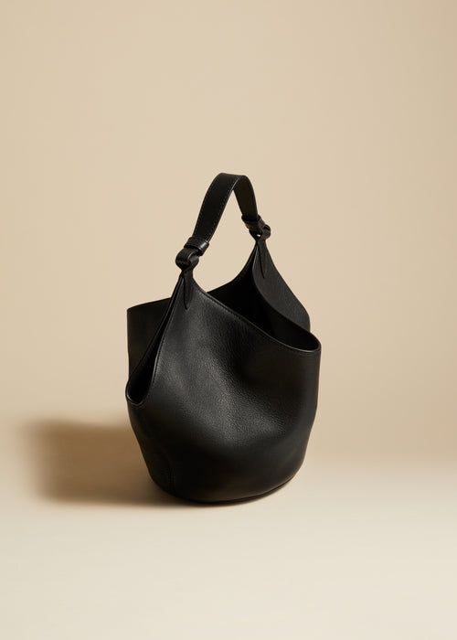 The Mini Lotus Bag in Black Pebbled Leather