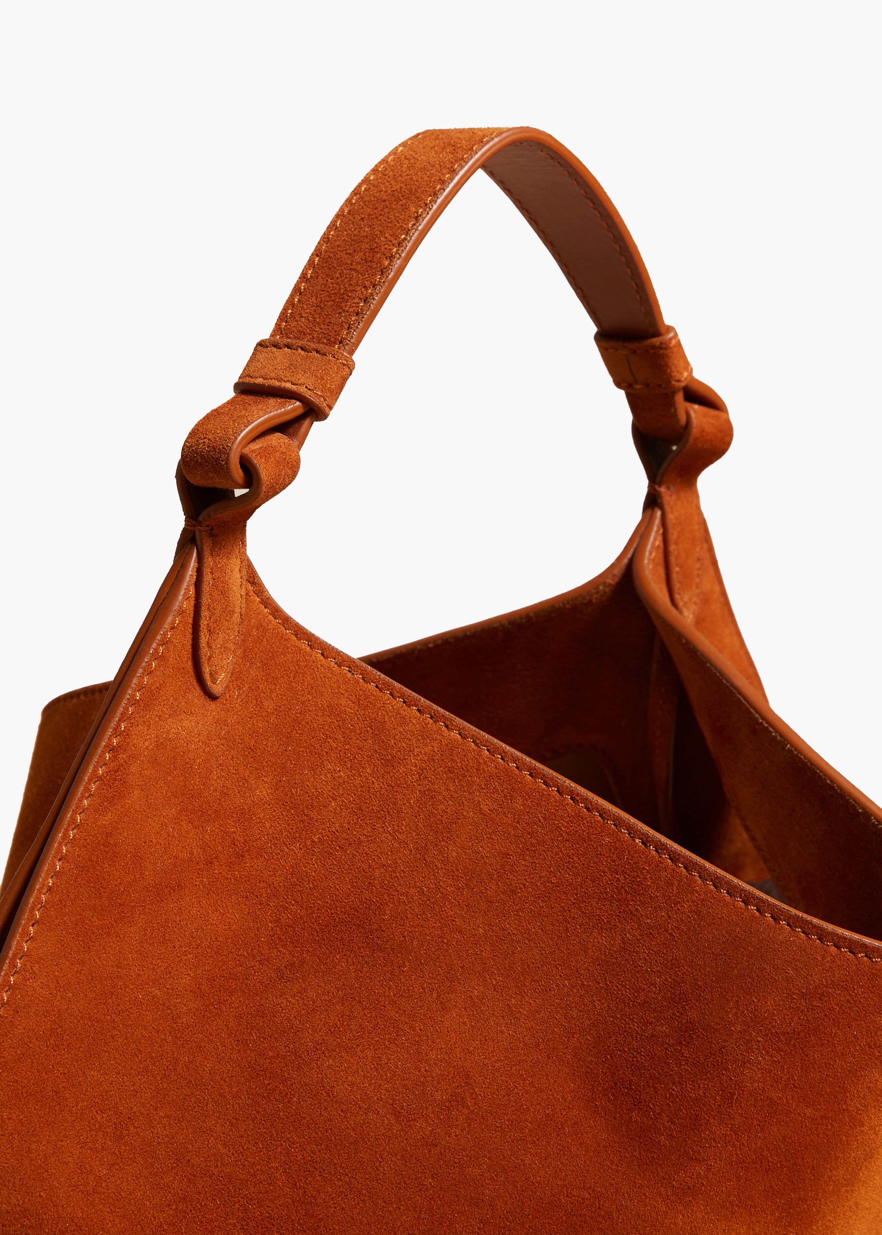 Mini Lotus Bag in Caramel Suede DETAILED VIEW 2