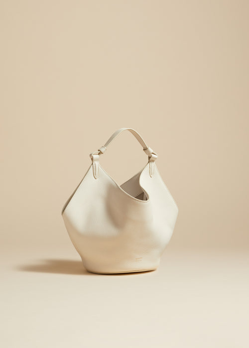 The Mini Lotus Bag in White Pebbled Leather