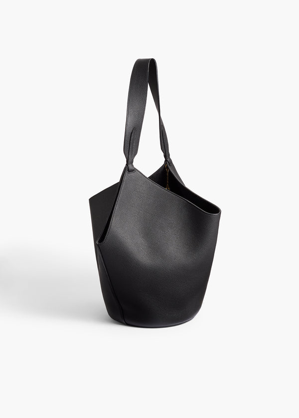 Small Lotus Tote in Black Pebbled Leather BACK VIEW