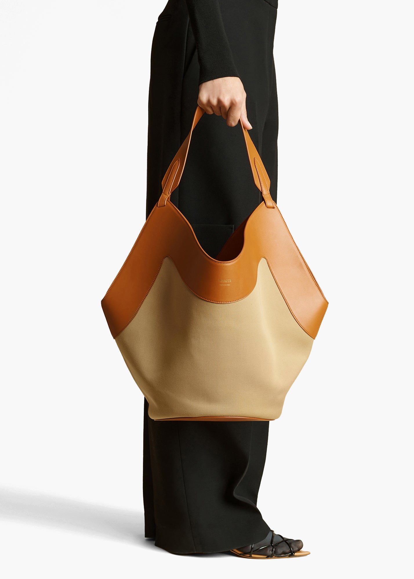 KHAITE  - Medium Lotus Tote in Honey and Tan Leather