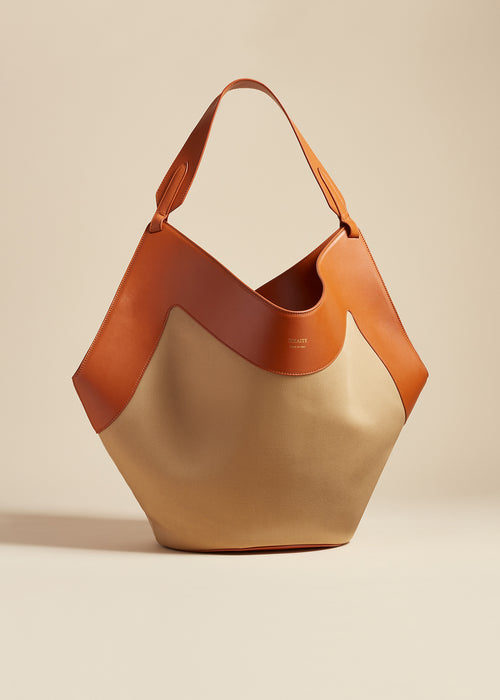 The Medium Lotus Tote in Honey and Tan Leather