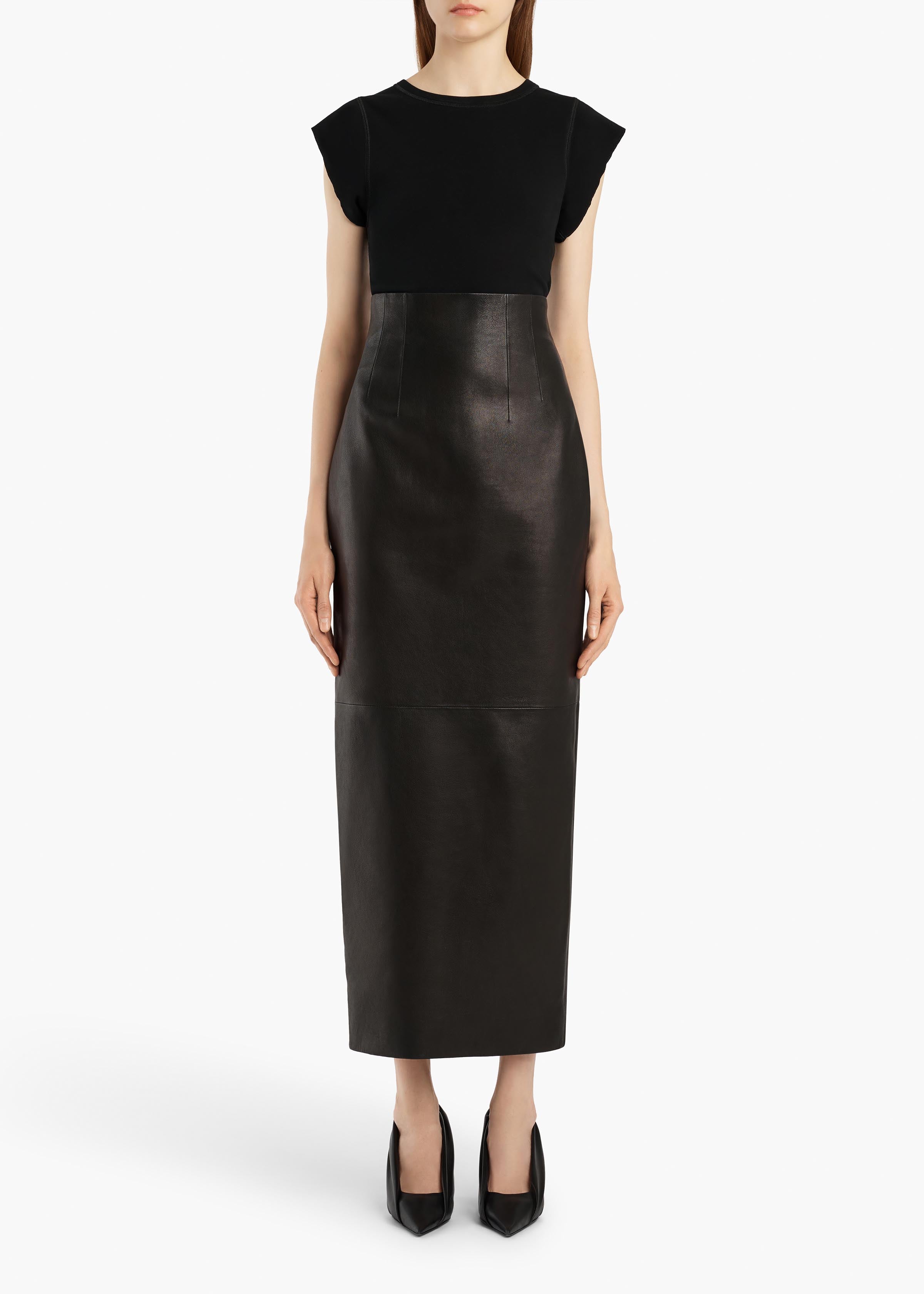 KHAITE  - Loxley Skirt in Black Leather