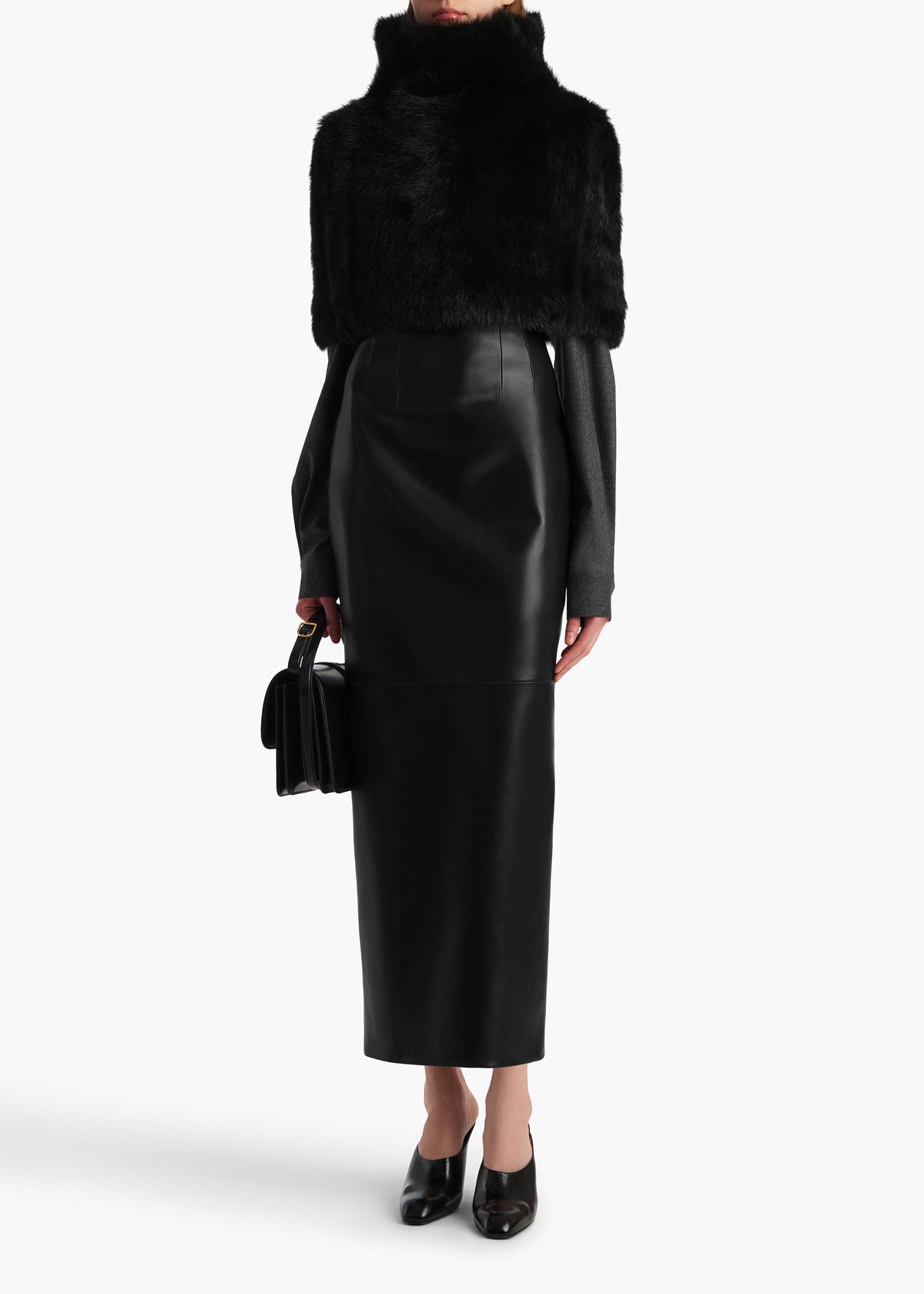 Khaite Women's Leather Loxley Skirt Black