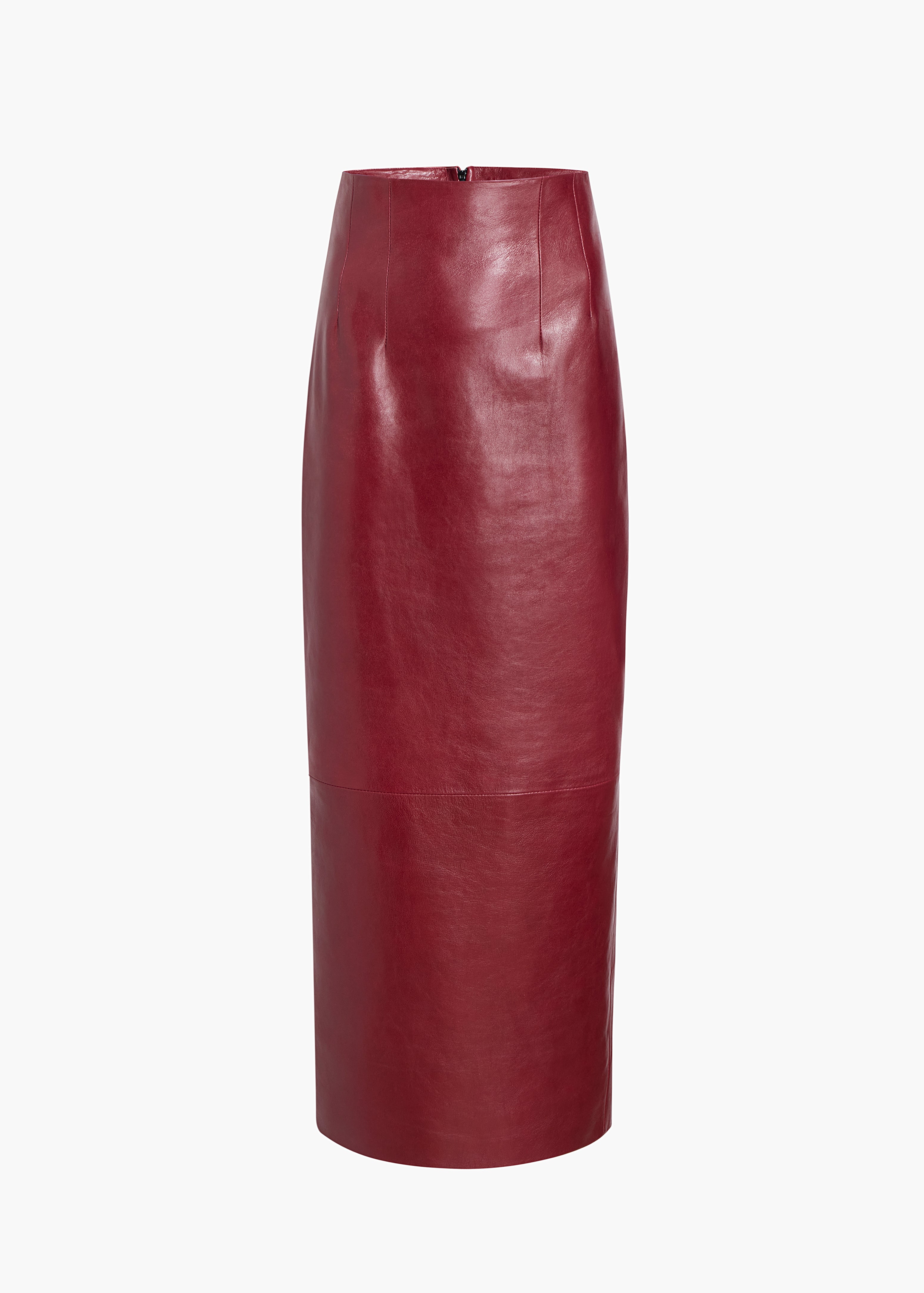 LOXLEY SKIRT IN OXBLOOD LEATHER FLAT VIEW