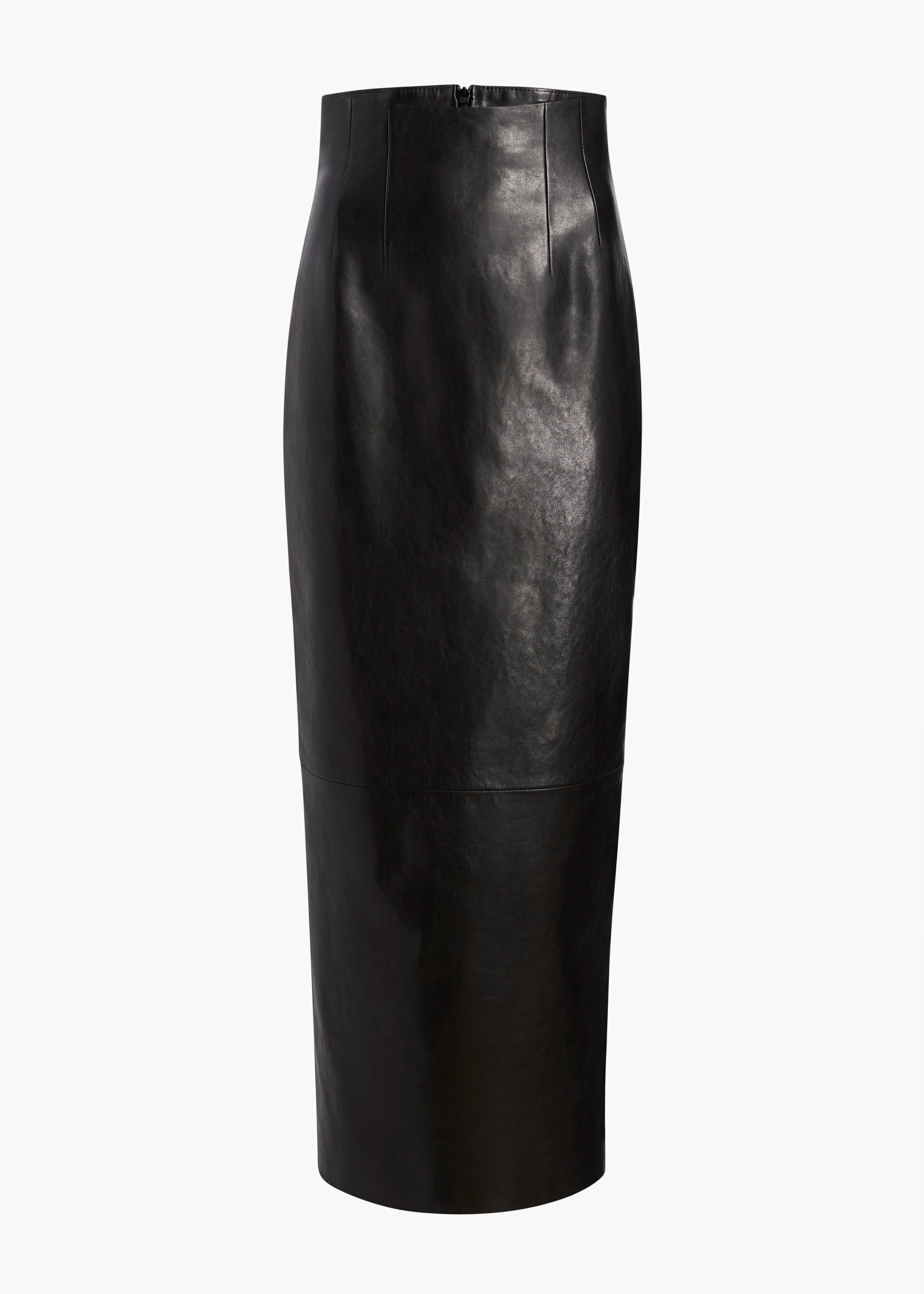 LOXLEY SKIRT IN BLACK LEATHER FLAT VIEW