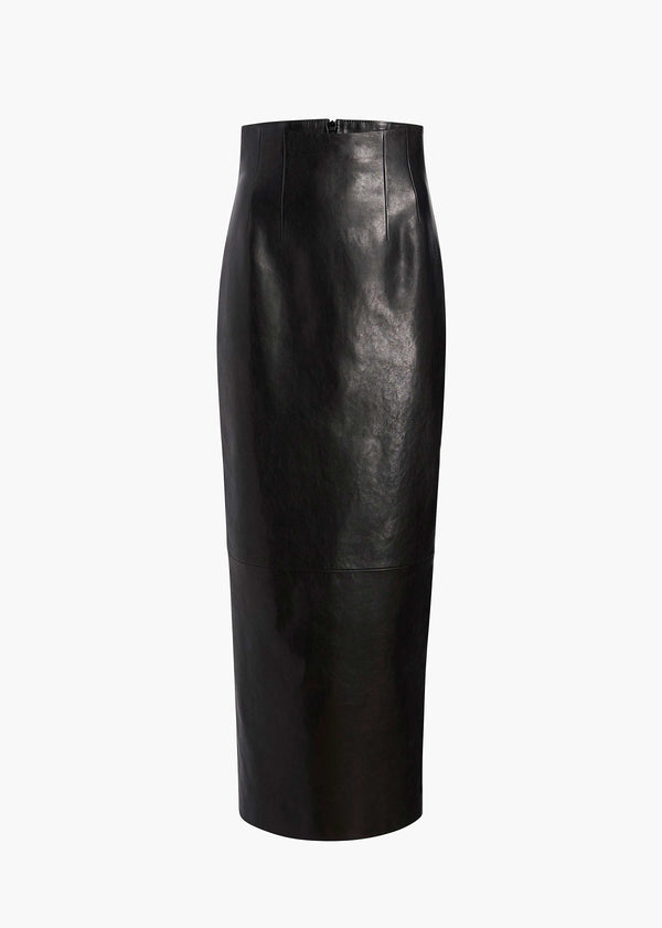 LOXLEY SKIRT IN BLACK LEATHER FLAT VIEW