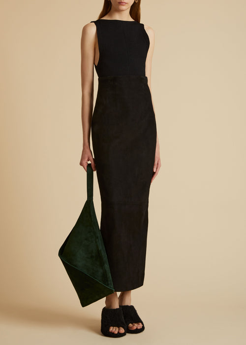 The Loxley Skirt in Black Suede