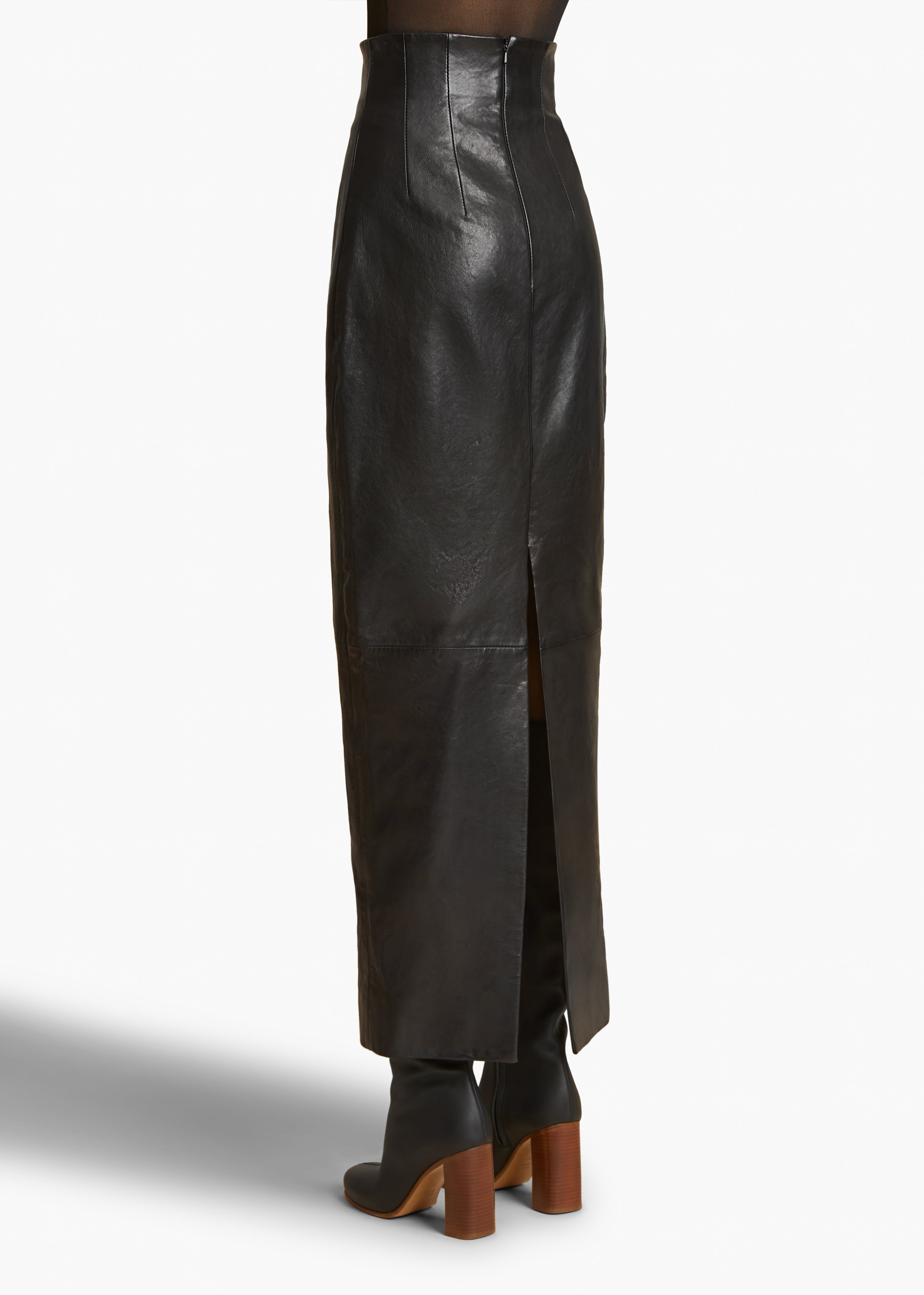 KHAITE - Loxley Skirt in Black Leather