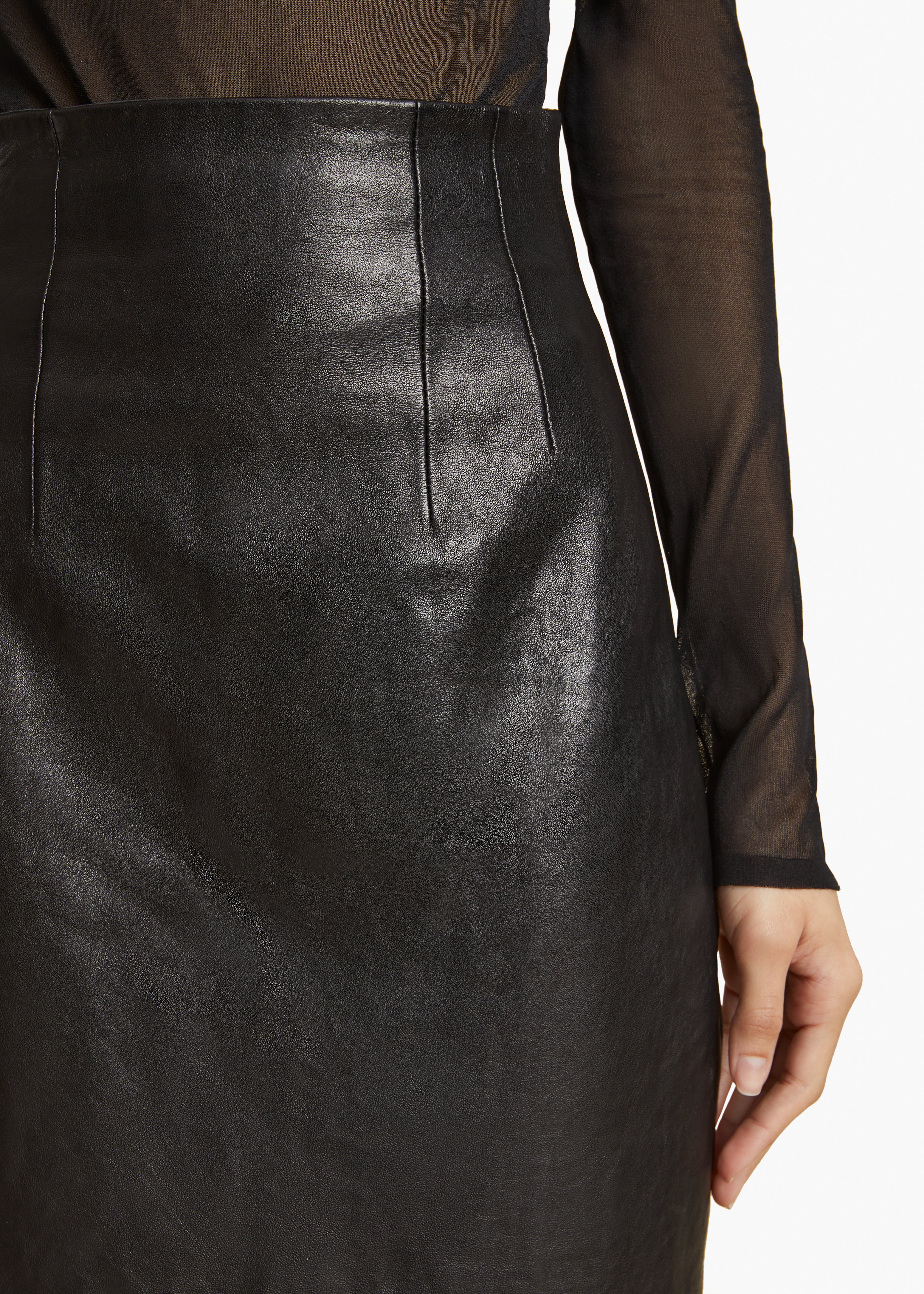 KHAITE - Loxley Skirt in Black Leather