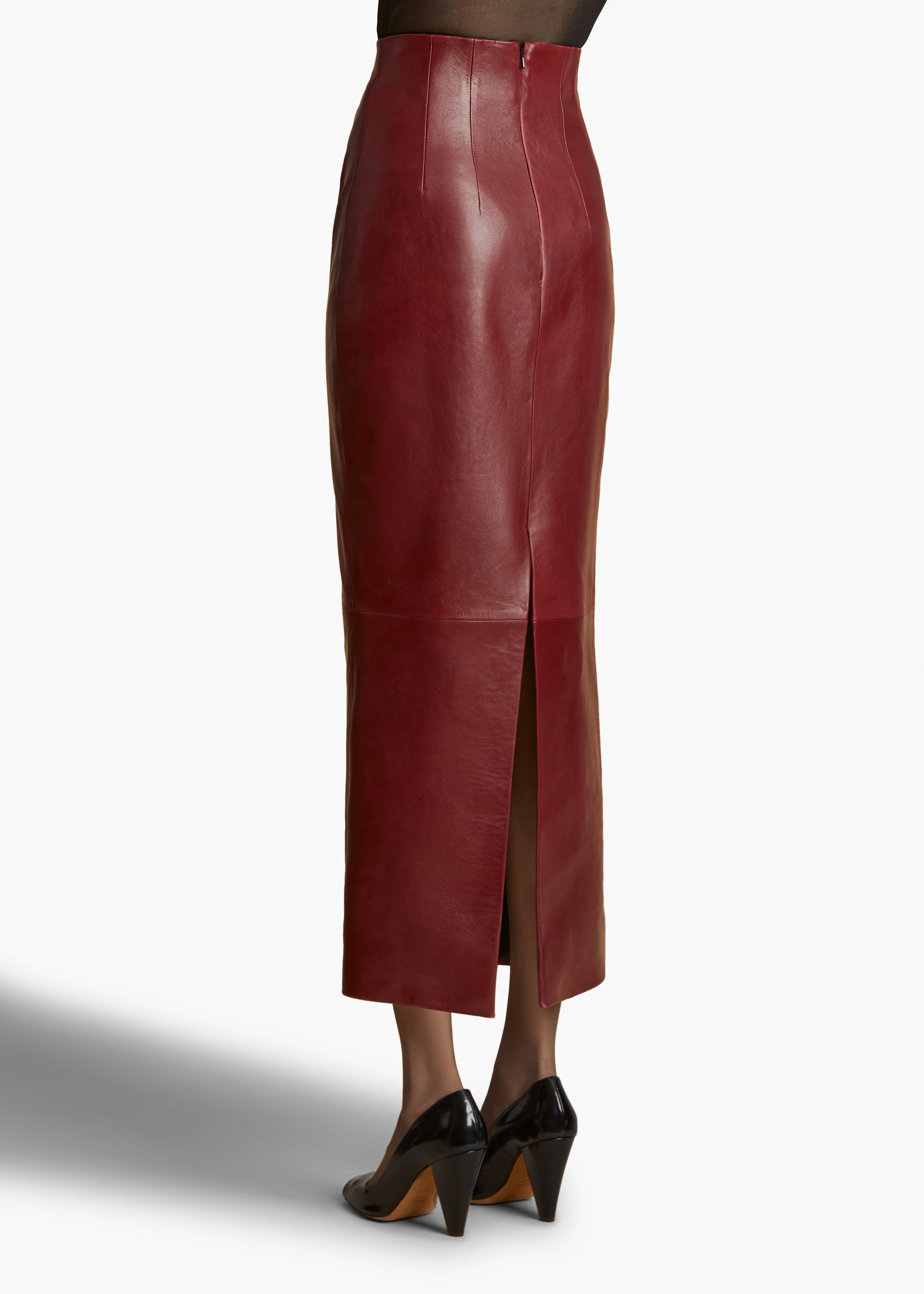 LOXLEY SKIRT IN OXBLOOD LEATHER BACK VIEW