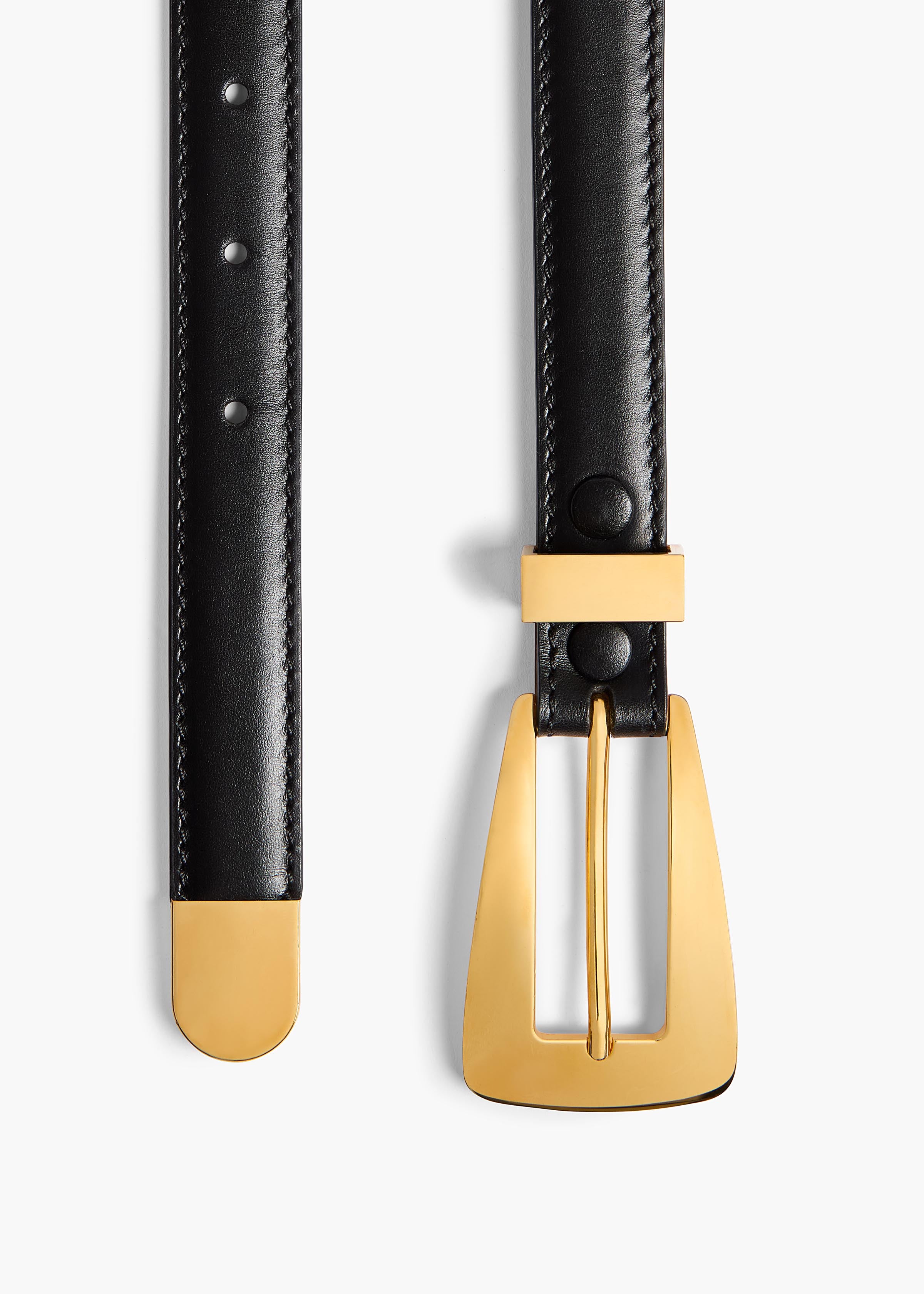 Small Lucca Belt in Black Leather with Gold
