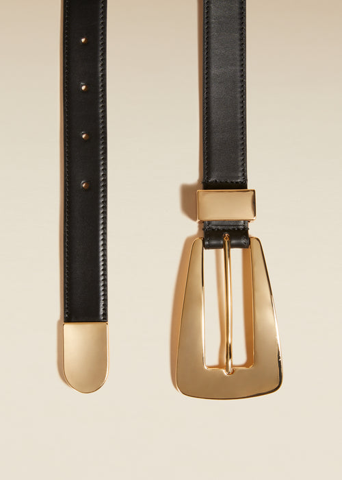 The Lucca Belt in Black Leather with Gold