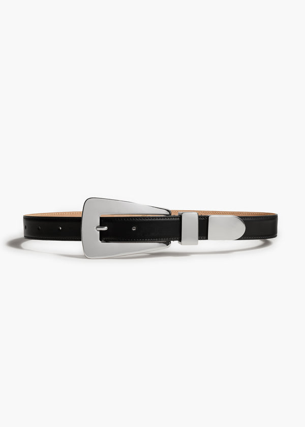 Lucca Belt in Black Leather with Silver